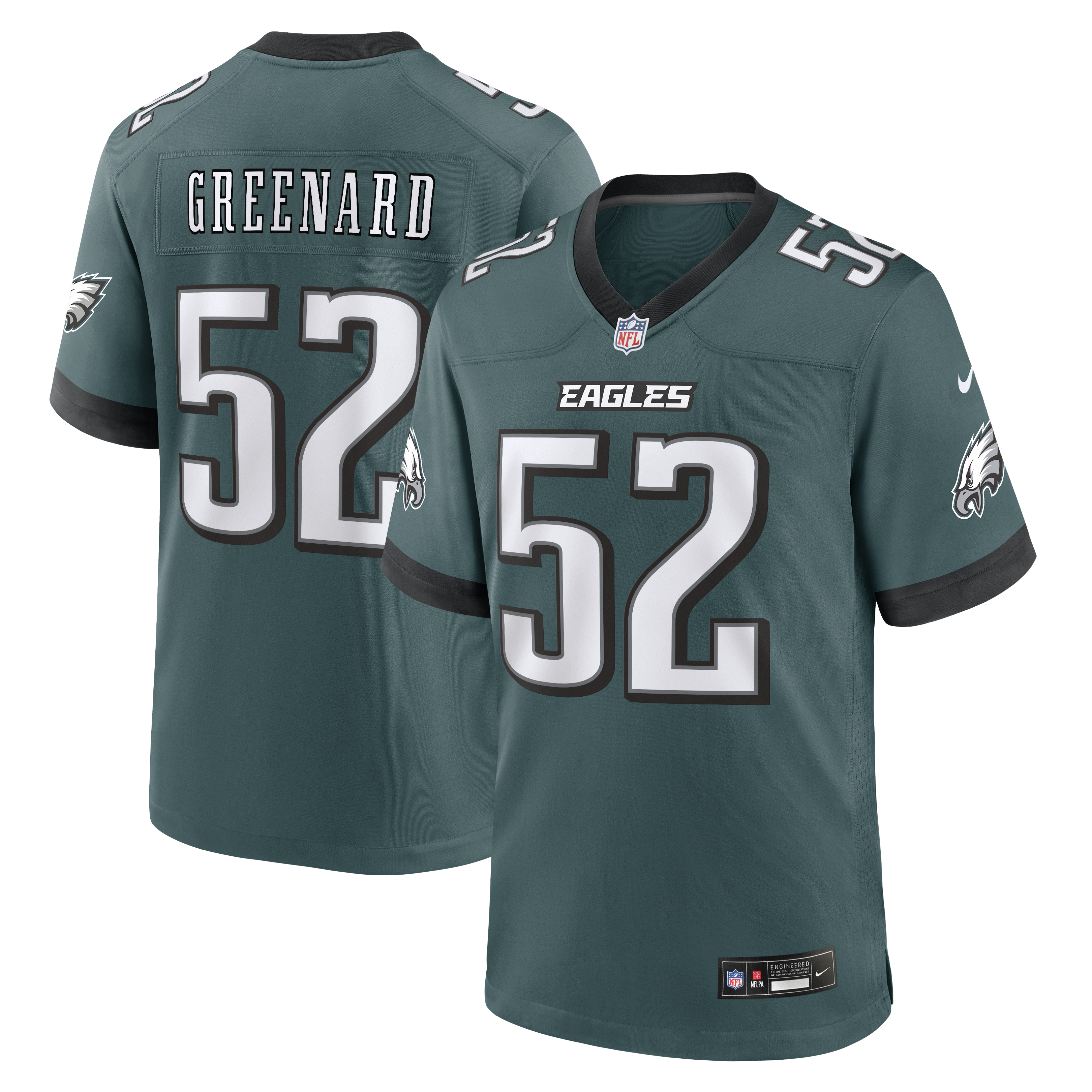 Men's Nike Jonathan Greenard Midnight Green Philadelphia Eagles Team Game Jersey