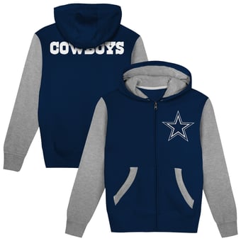 Preschool Outerstuff Navy/Gray Dallas Cowboys Stadium Colorblock Full-Zip Hoodie