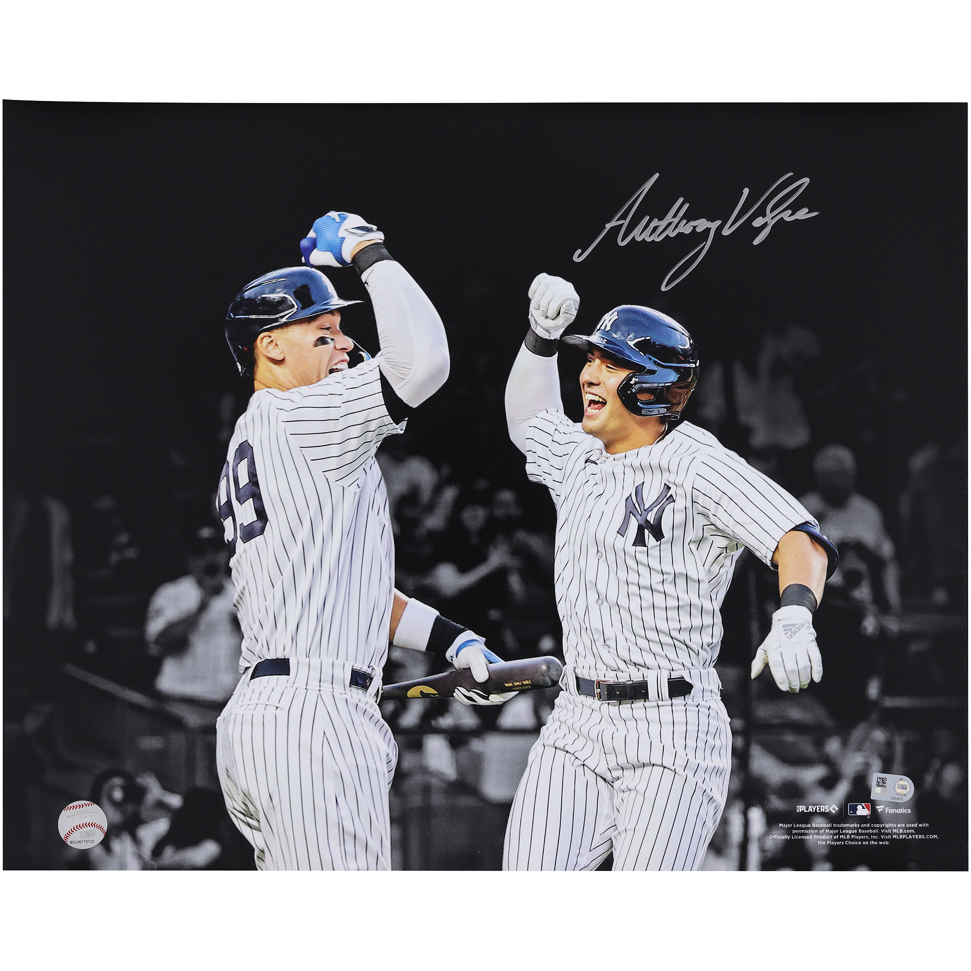 Anthony Volpe New York Yankees Autographed 16" x 20" Home Run Celebration with Aaron Judge Spotlight Photograph