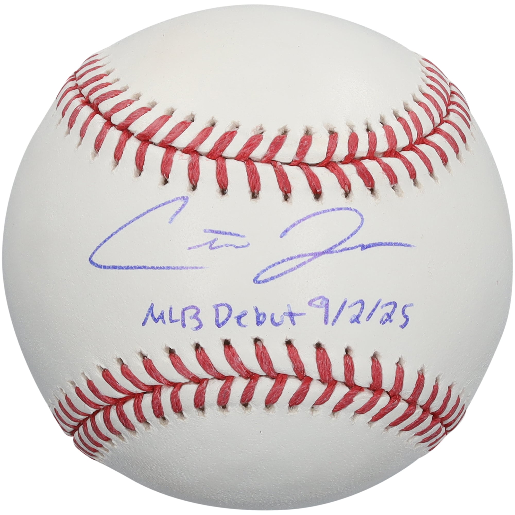Carter Jensen Kansas City Royals Autographed Baseball with "MLB Debut 9/2/25" Inscription