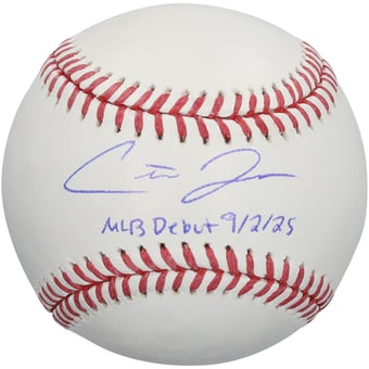 "Carter Jensen Kansas City Royals Autographed Baseball with ""MLB Debut 9/2/25"" Inscription"