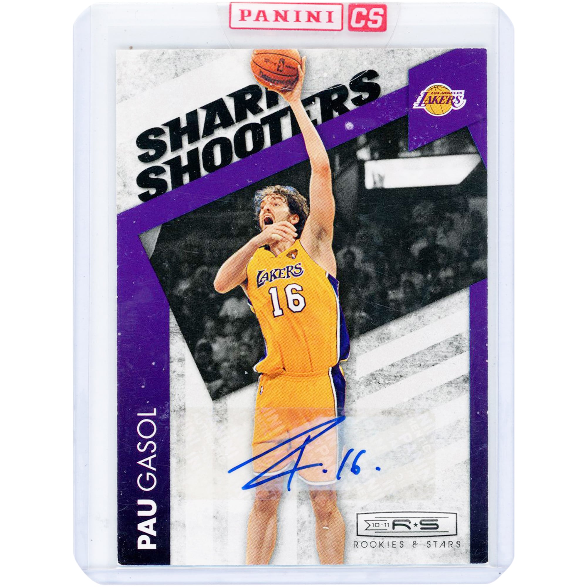 Pau Gasol Los Angeles Lakers Autographed 2010-11 Panini Rookies & Stars Sharp Shooters #11 #13/15 Card