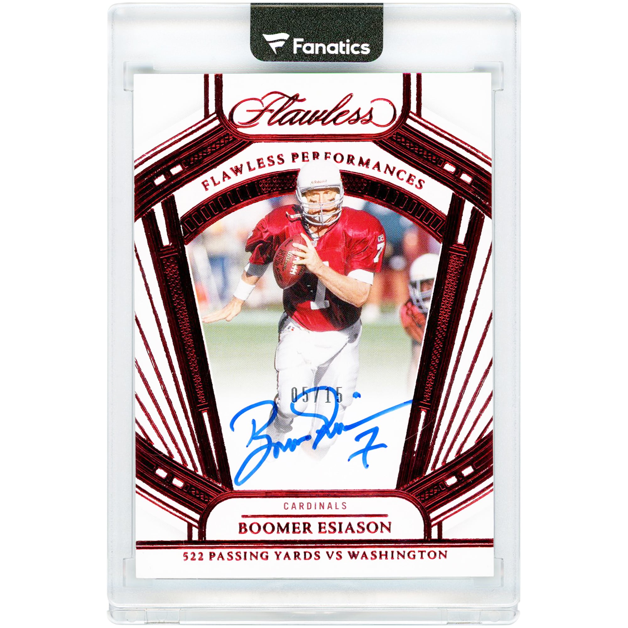 Boomer Esiason Arizona Cardinals Autographed 2024 Panini Flawless Ruby Flawless Performances #FP-BEN #5/15 Card