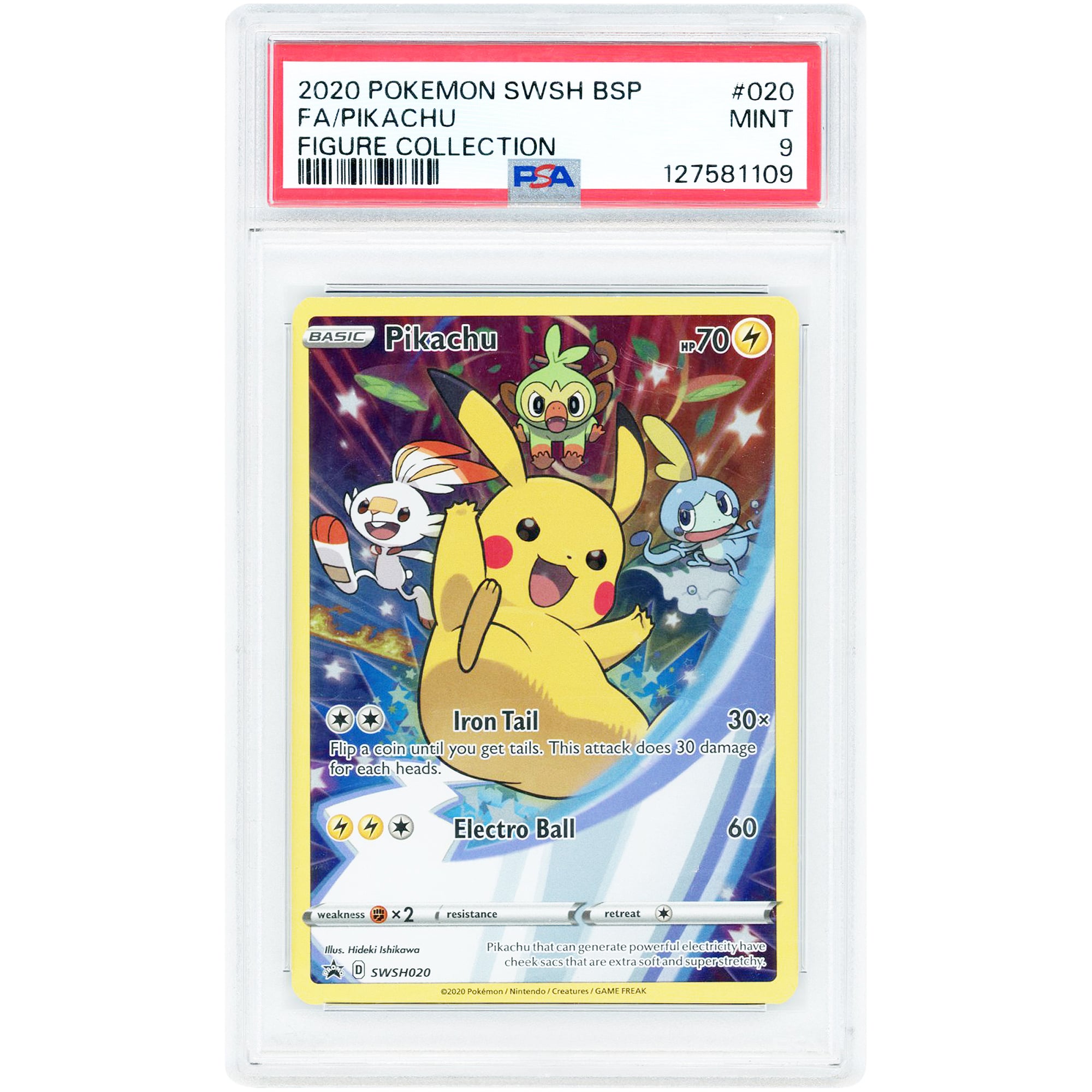 Pikachu 2020 Pokemon Sword & Shield Black Star Promo Full Art Figure Collection #20 PSA Authenticated 9 Card