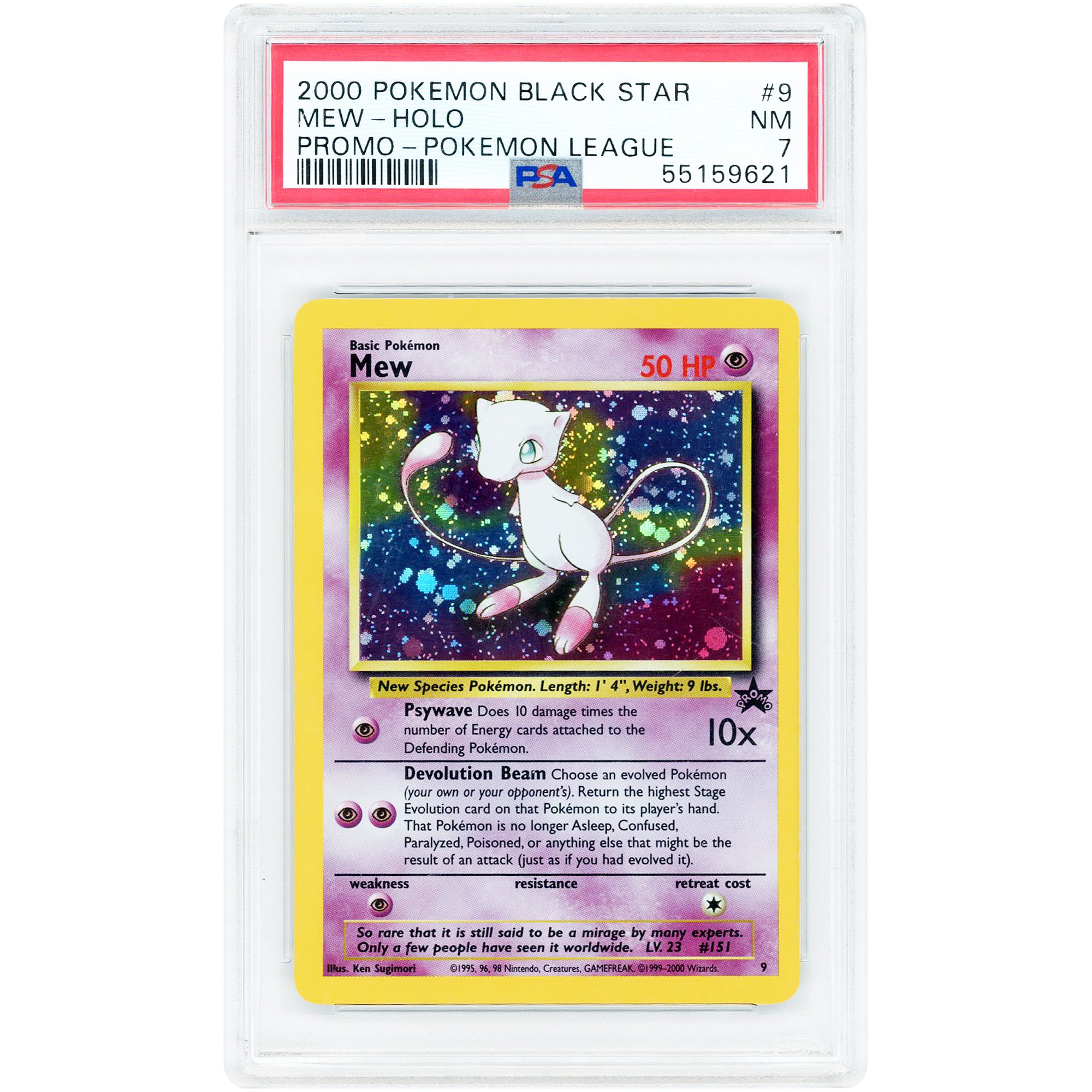 Mew 2000 Pokemon Black Star Promo Holo Pokemon League #9 PSA Authenticated 7 Card