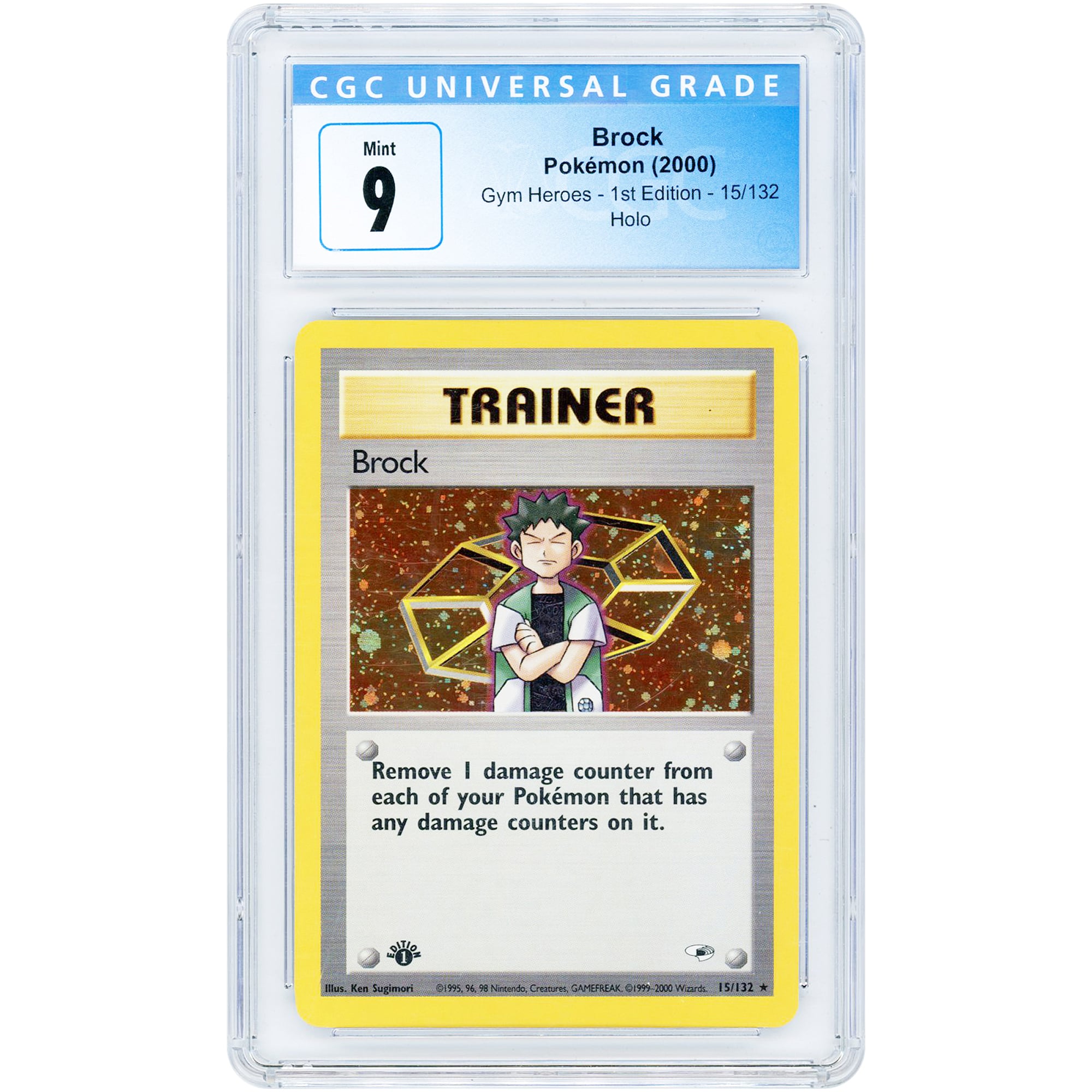 Brock 2000 Pokemon Gym Heroes 1st Edition Holo #15 CGC Authenticated 9 Card