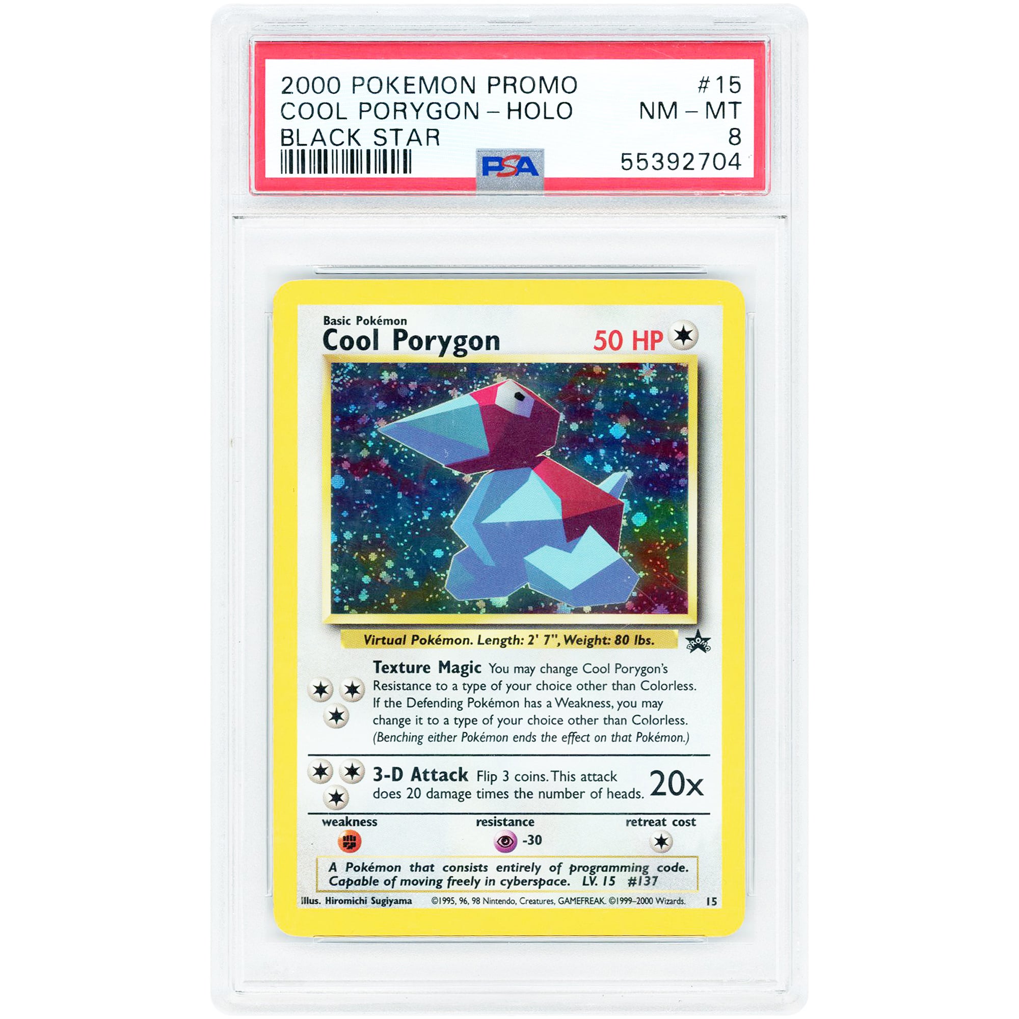 Cool Porygon 2000 Pokemon Black Star Promo Holo #15 PSA Authenticated 8 Card