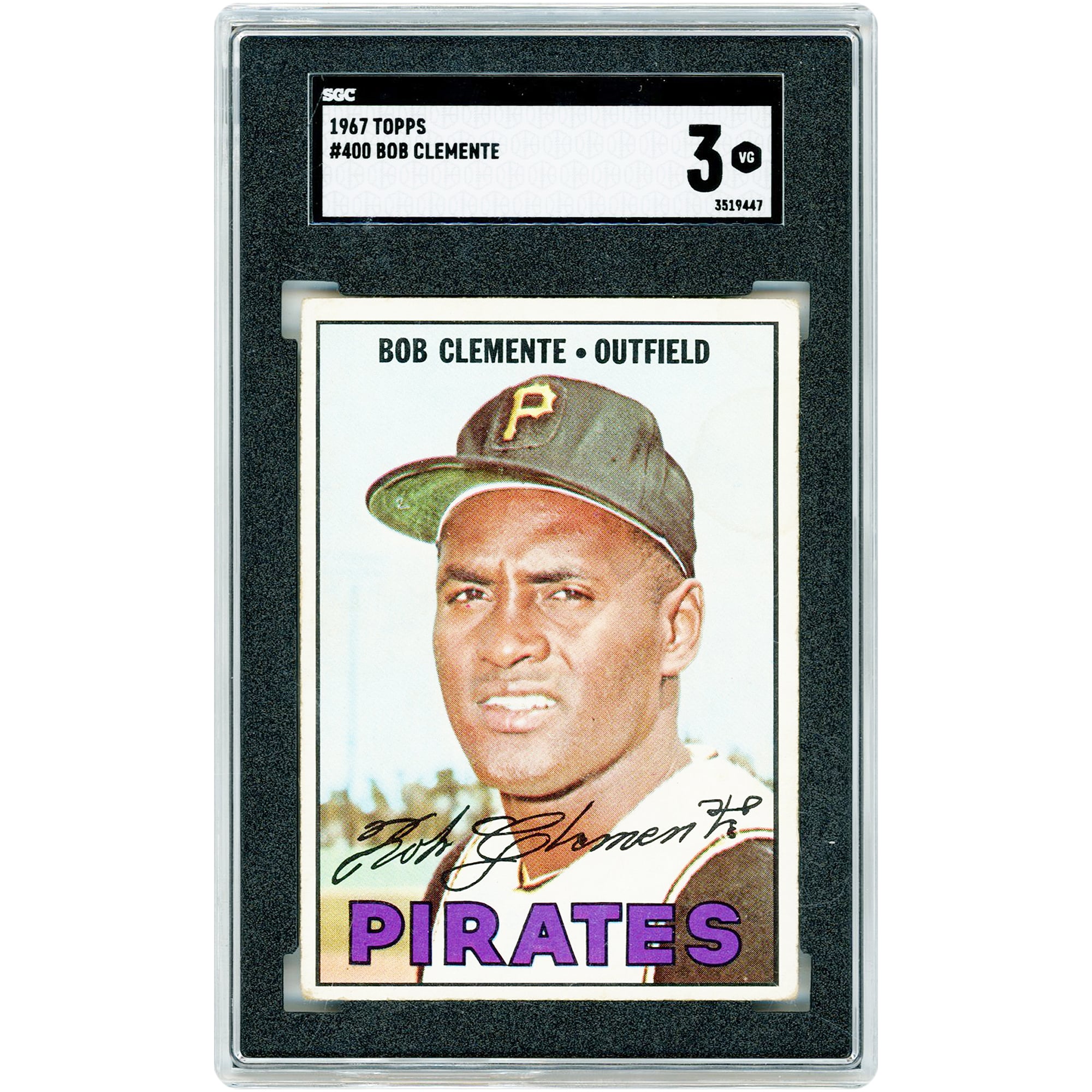 Roberto Clemente Pittsburgh Pirates 1967 Topps #400 SGC Authenticated 3 Card
