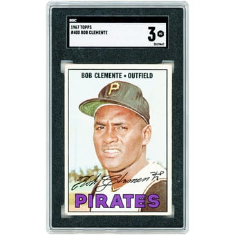 Roberto Clemente Pittsburgh Pirates 1967 Topps #400 SGC Authenticated 3 Card