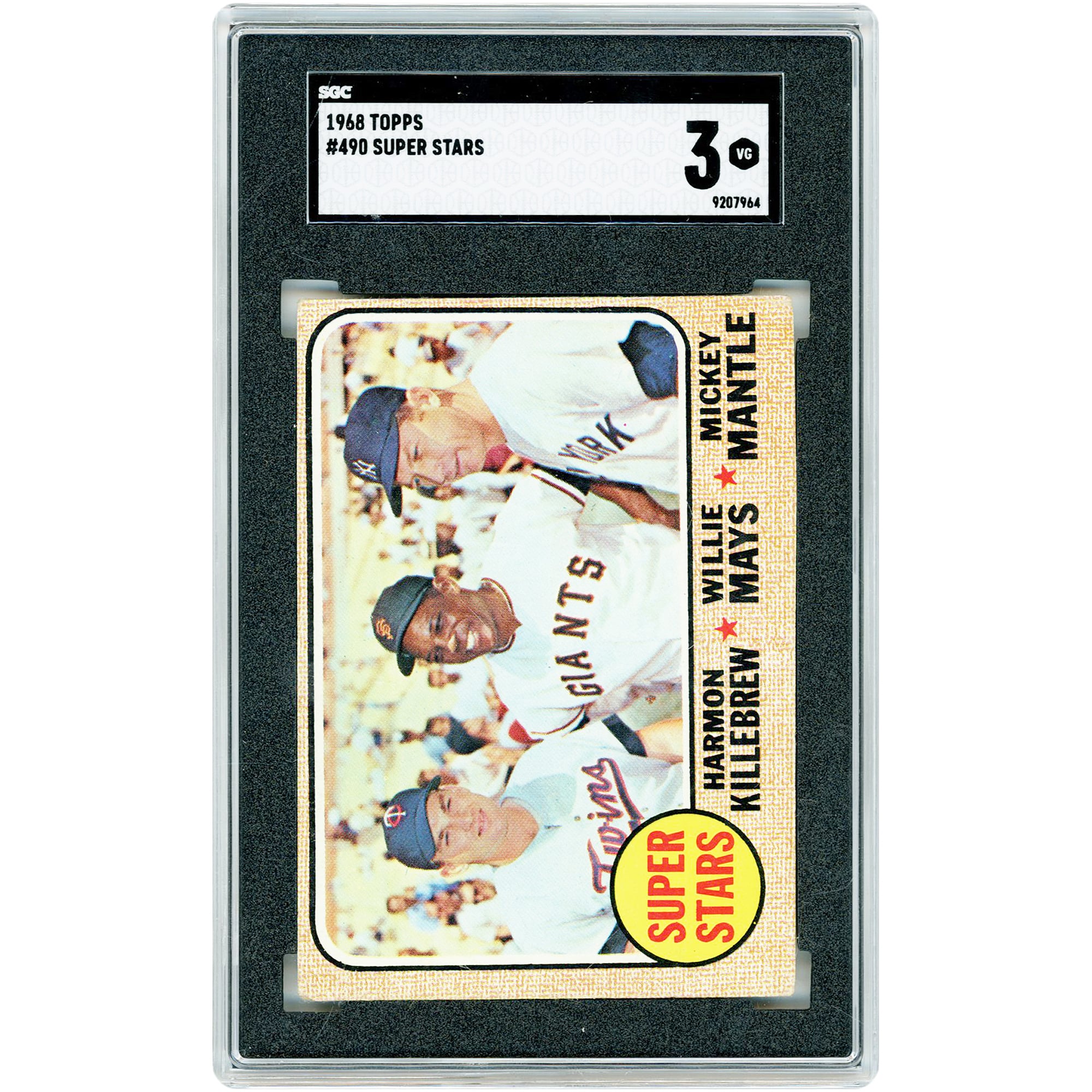 Harmon Killebrew, Willie Mays & Mickey Mantle 1968 Topps Super Stars #490 SGC Authenticated 3 Card