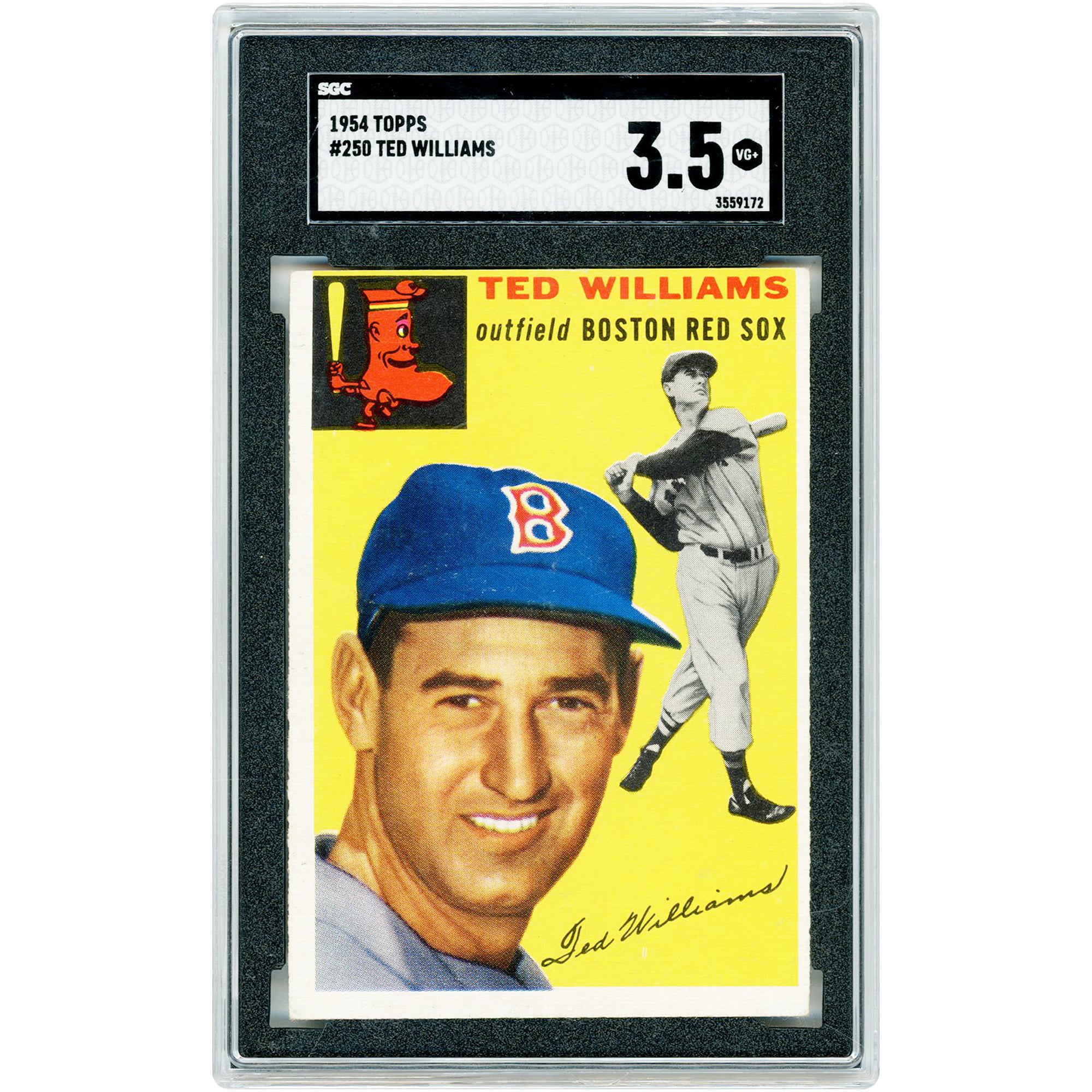Ted Williams Boston Red Sox 1954 Topps #250 SGC Authenticated 3.5 Card