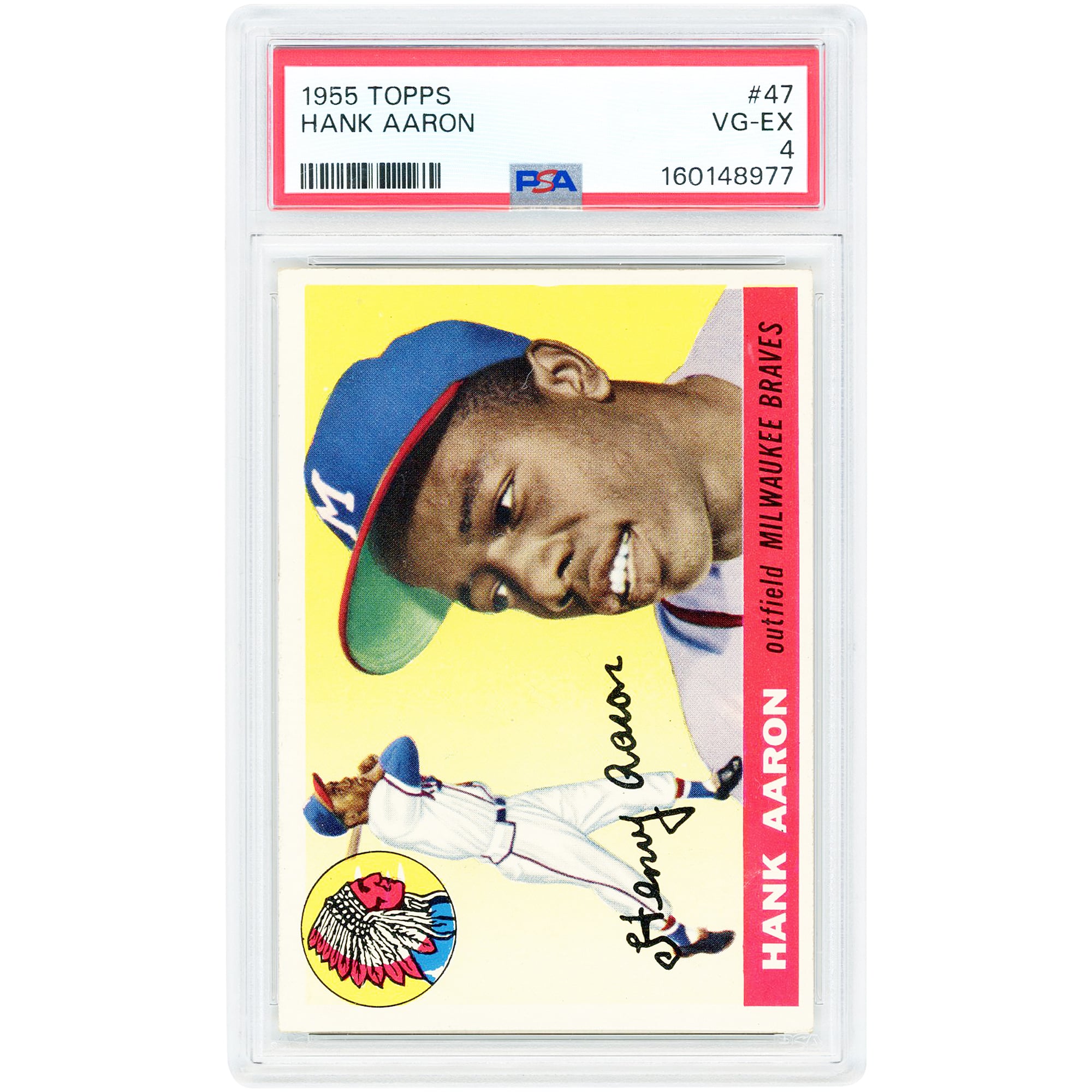 Hank Aaron Milwaukee Braves 1955 Topps #47 PSA Authenticated 4 Card