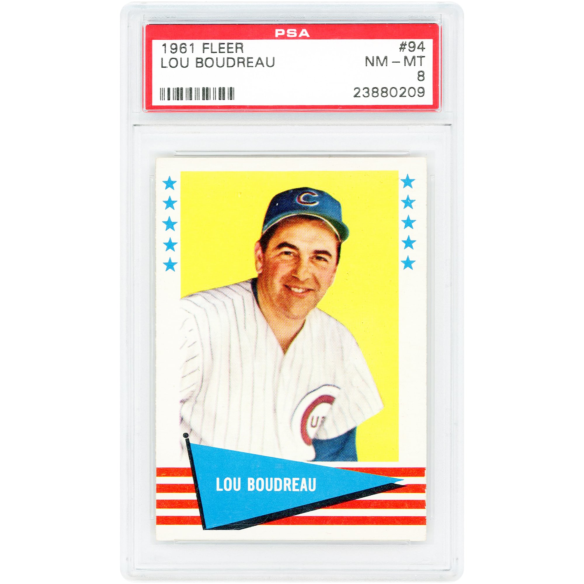 Lou Boudreau Chicago Cubs 1961 Fleer #94 PSA Authenticated 8 Card