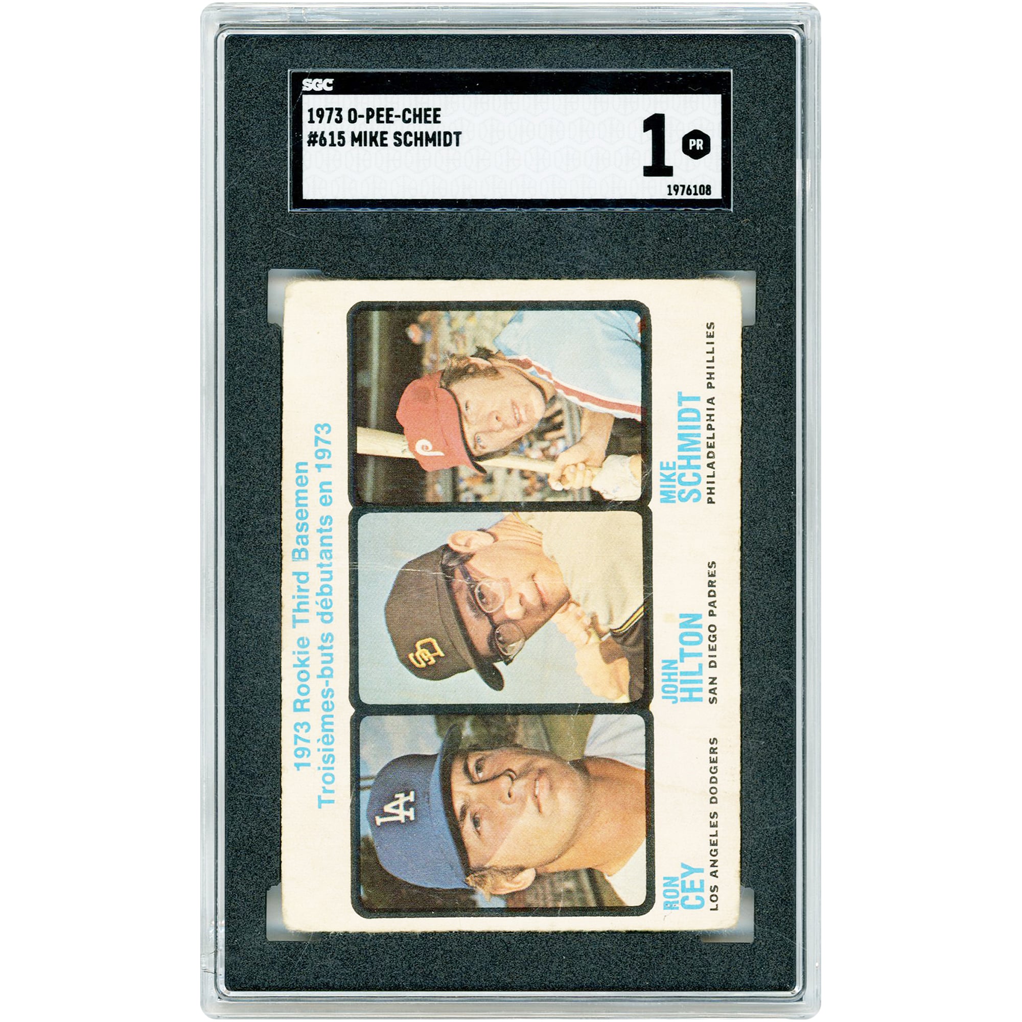 Mike Schmidt Philadelphia Phillies 1973 O-Pee-Chee #615 SGC Authenticated 1 Rookie Card