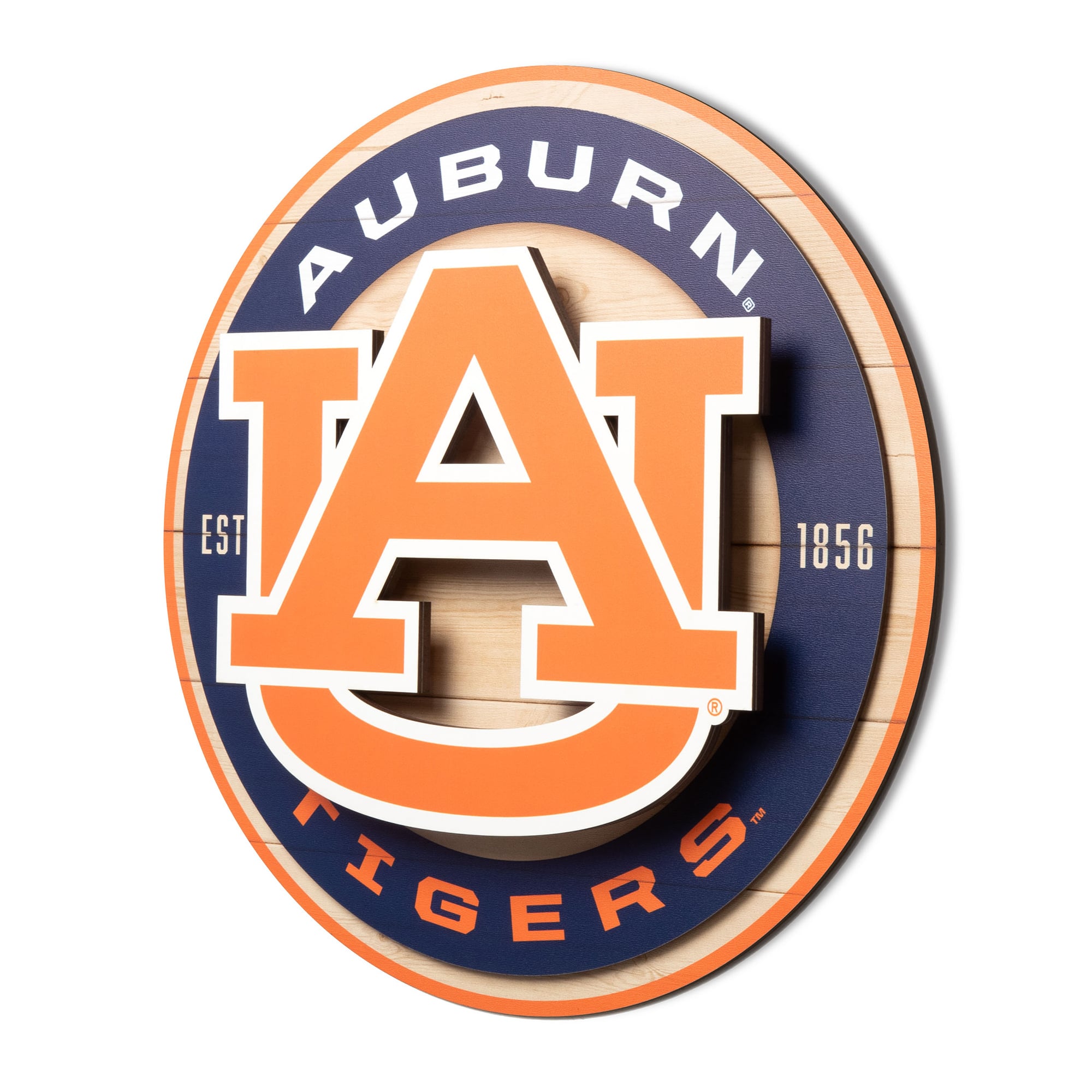 IDNA Auburn Tigers 15" x 15" 3DX Logo Circle Backer Wall Art