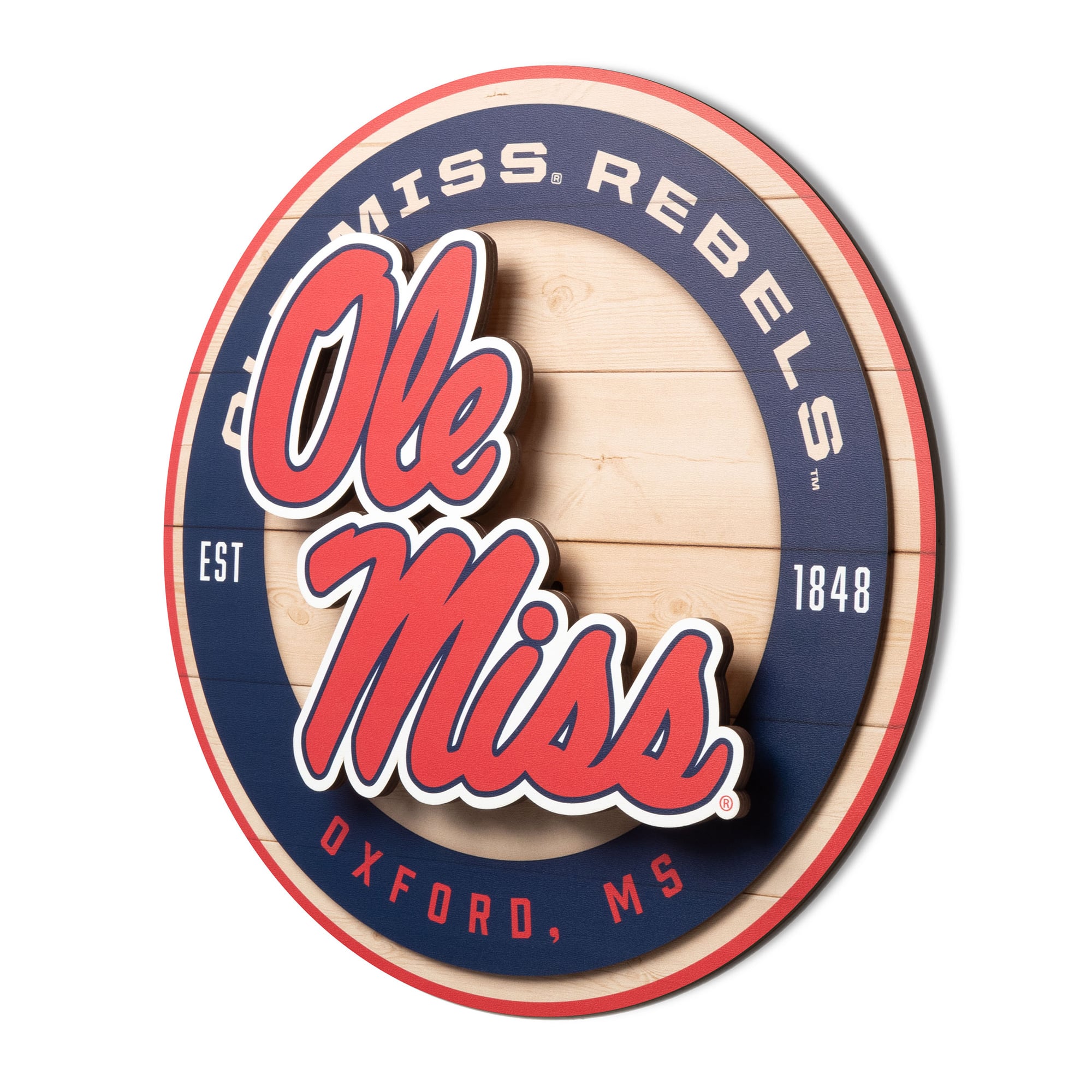 IDNA Ole Miss Rebels 15" x 15" 3DX Logo Circle Backer Wall Art