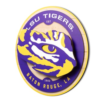 IDNA LSU Tigers 15" x 15" 3DX Logo Circle Backer Wall Art