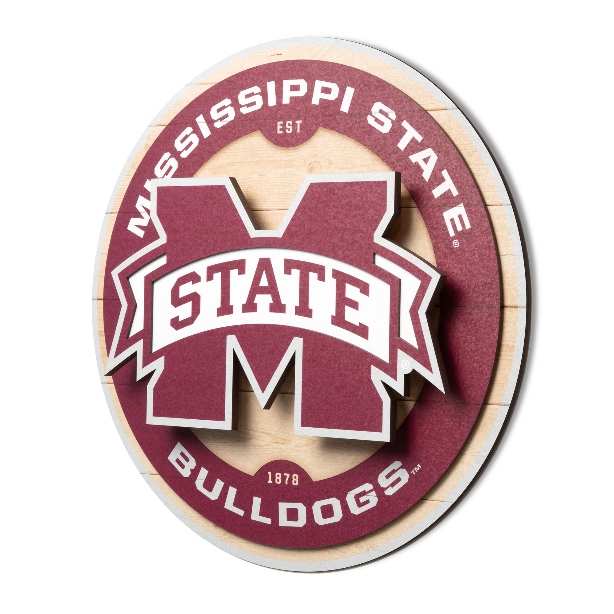 IDNA Mississippi State Bulldogs 15" x 15" 3DX Logo Circle Backer Wall Art