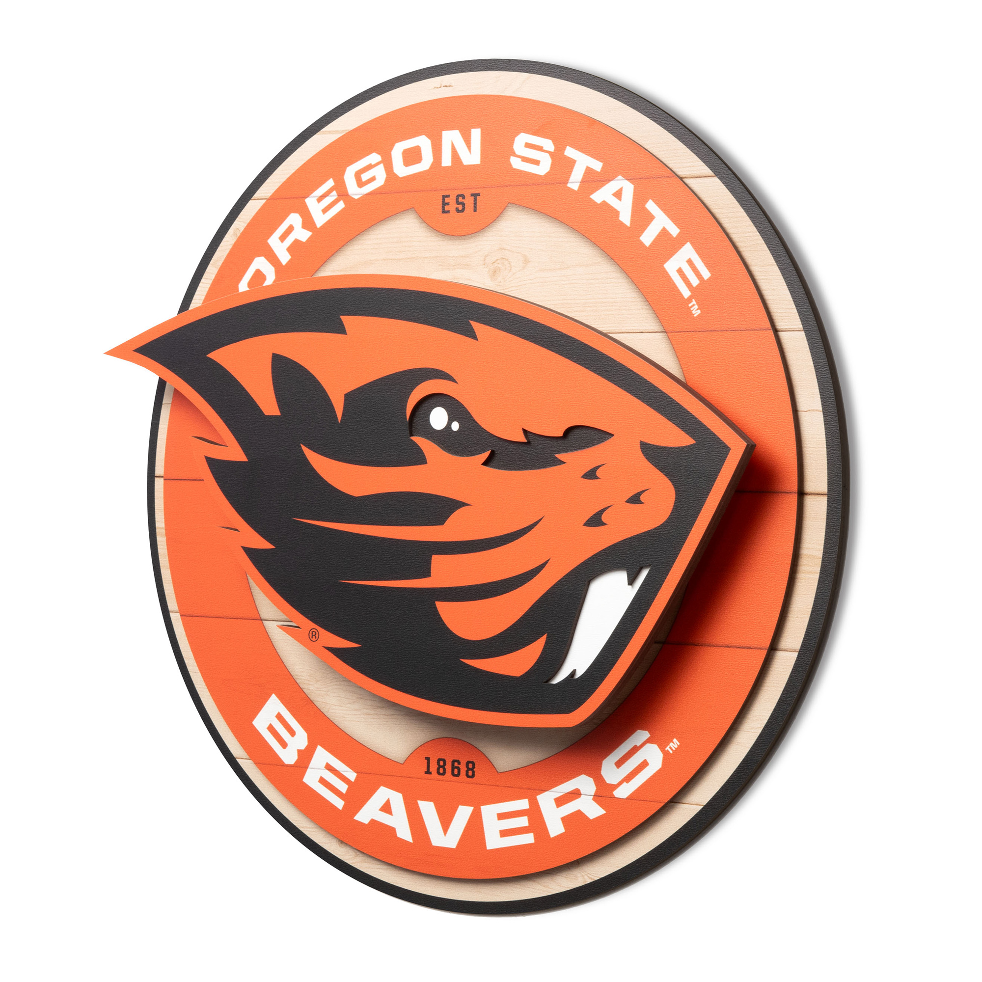 IDNA Oregon State Beavers 15" x 15" 3DX Logo Circle Backer Wall Art