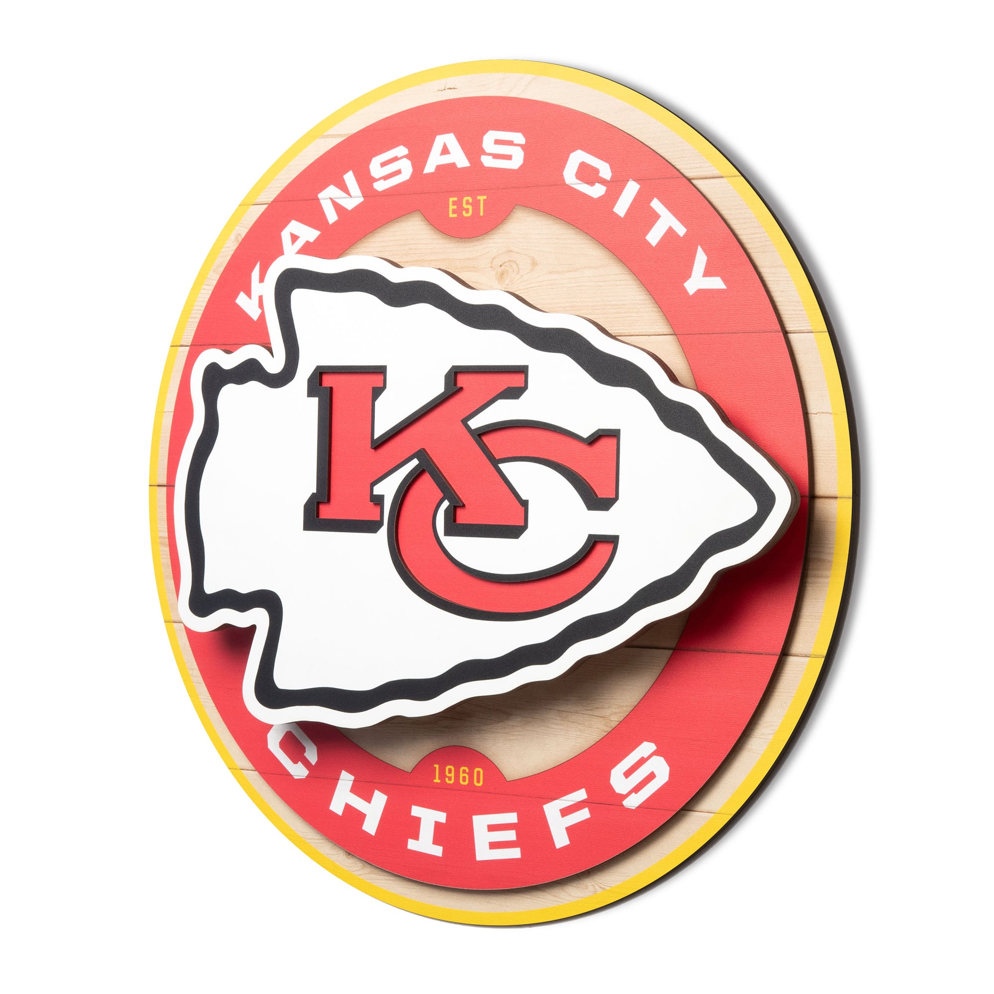 IDNA Kansas City Chiefs 15" x 15" 3DX Logo Circle Backer Wall Art