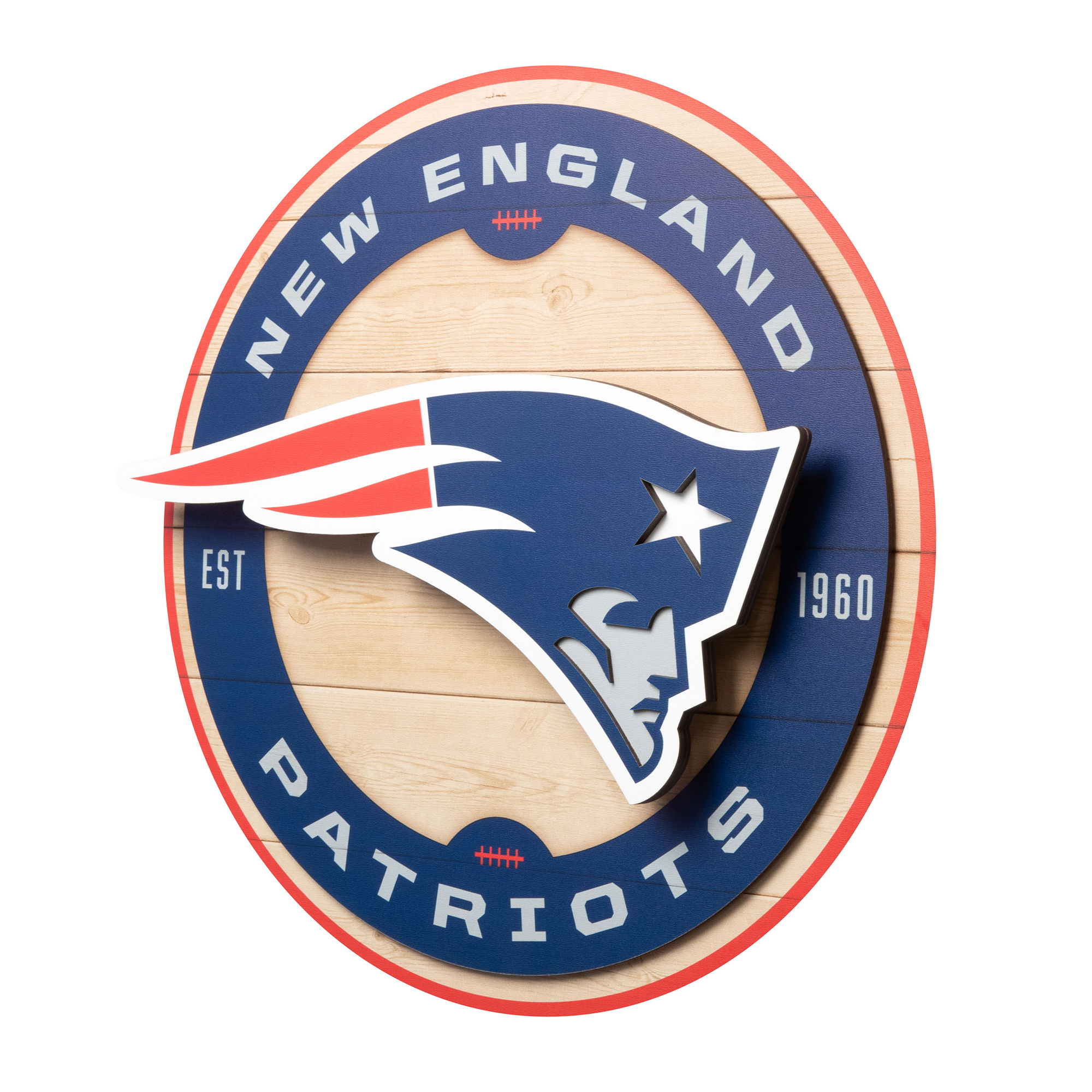 IDNA New England Patriots 15" x 15" 3DX Logo Circle Backer Wall Art