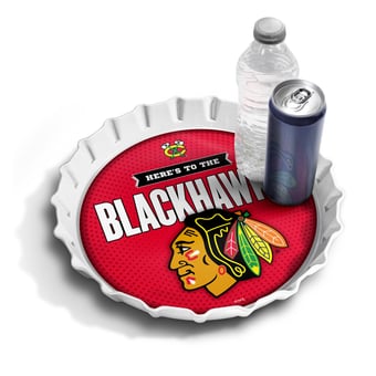 IDNA Chicago Blackhawks 13" Bottle Cap Serving Tray
