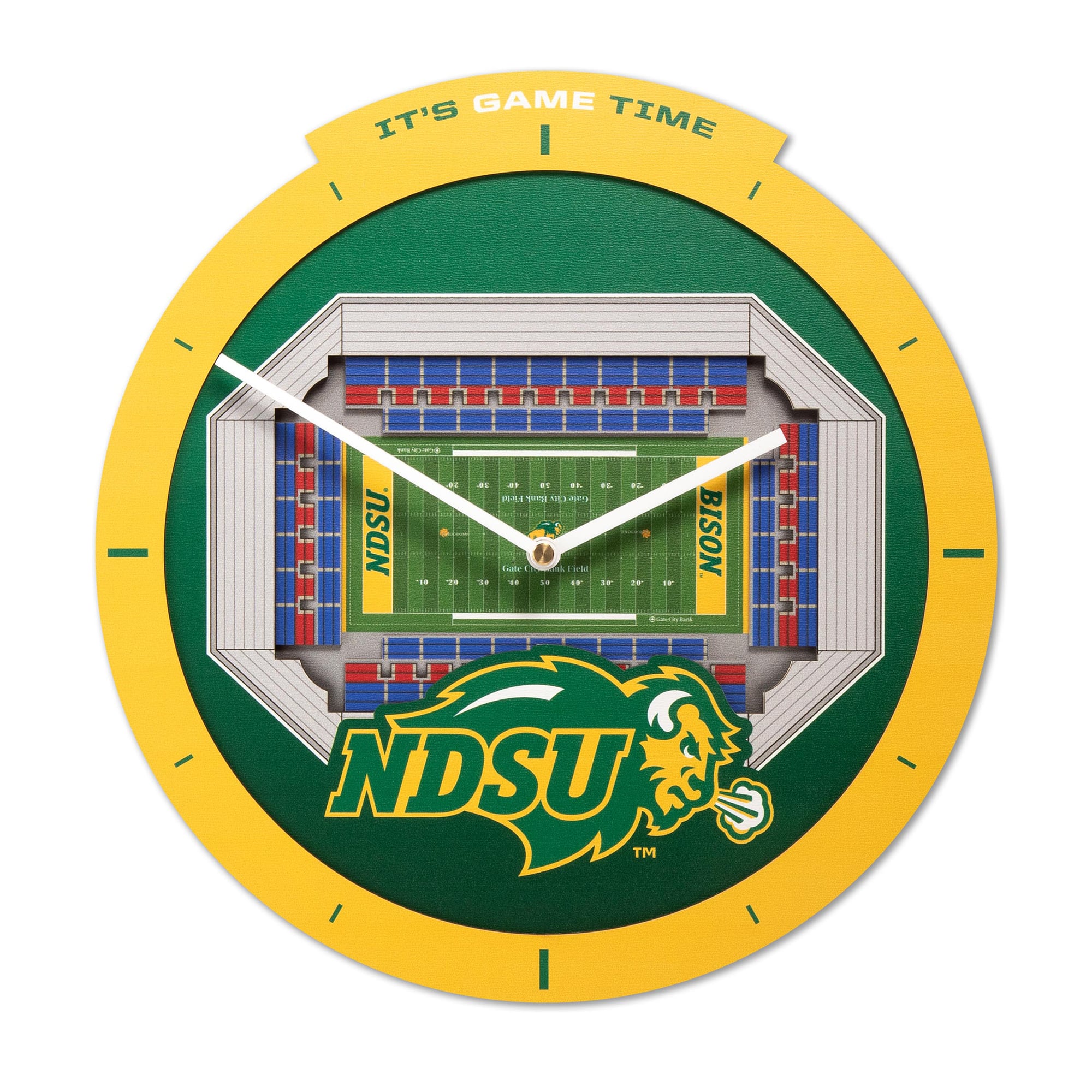 IDNA NDSU Bison StadiumView 3D Wall Clock