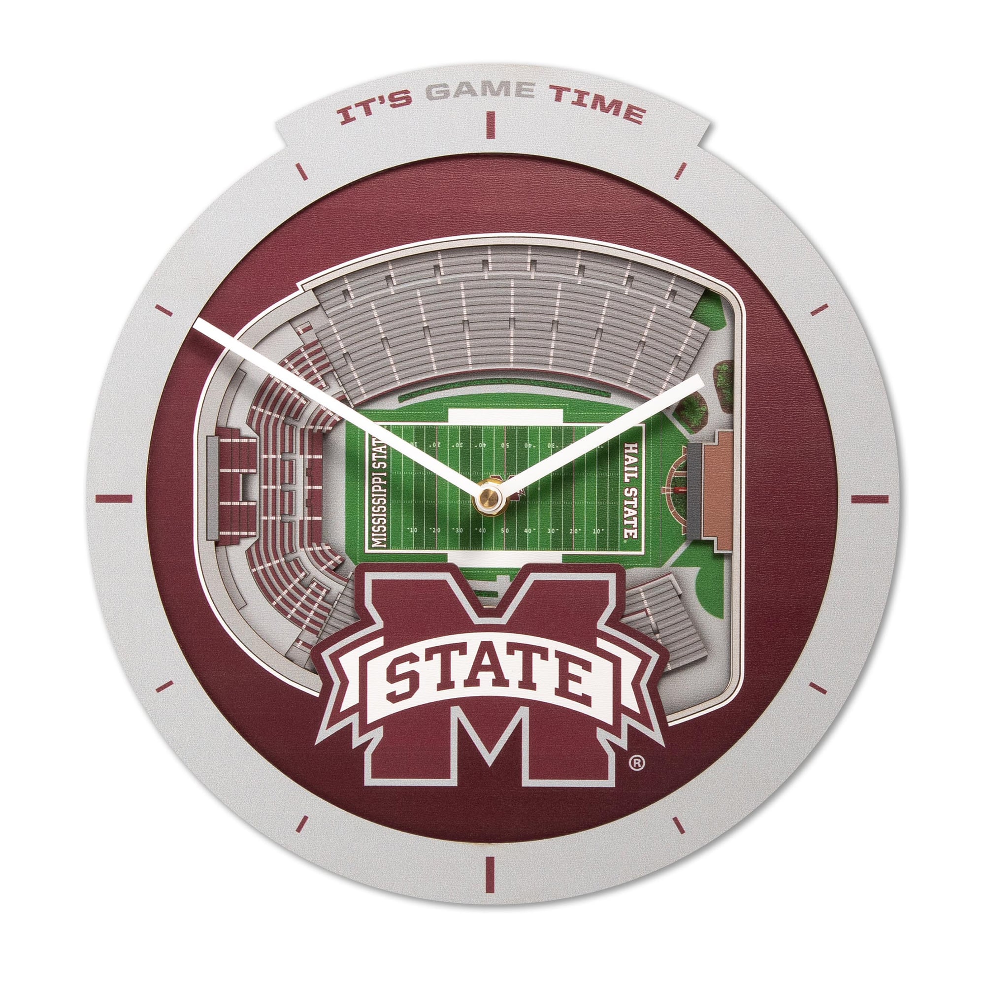 IDNA Mississippi State Bulldogs StadiumView 3D Wall Clock