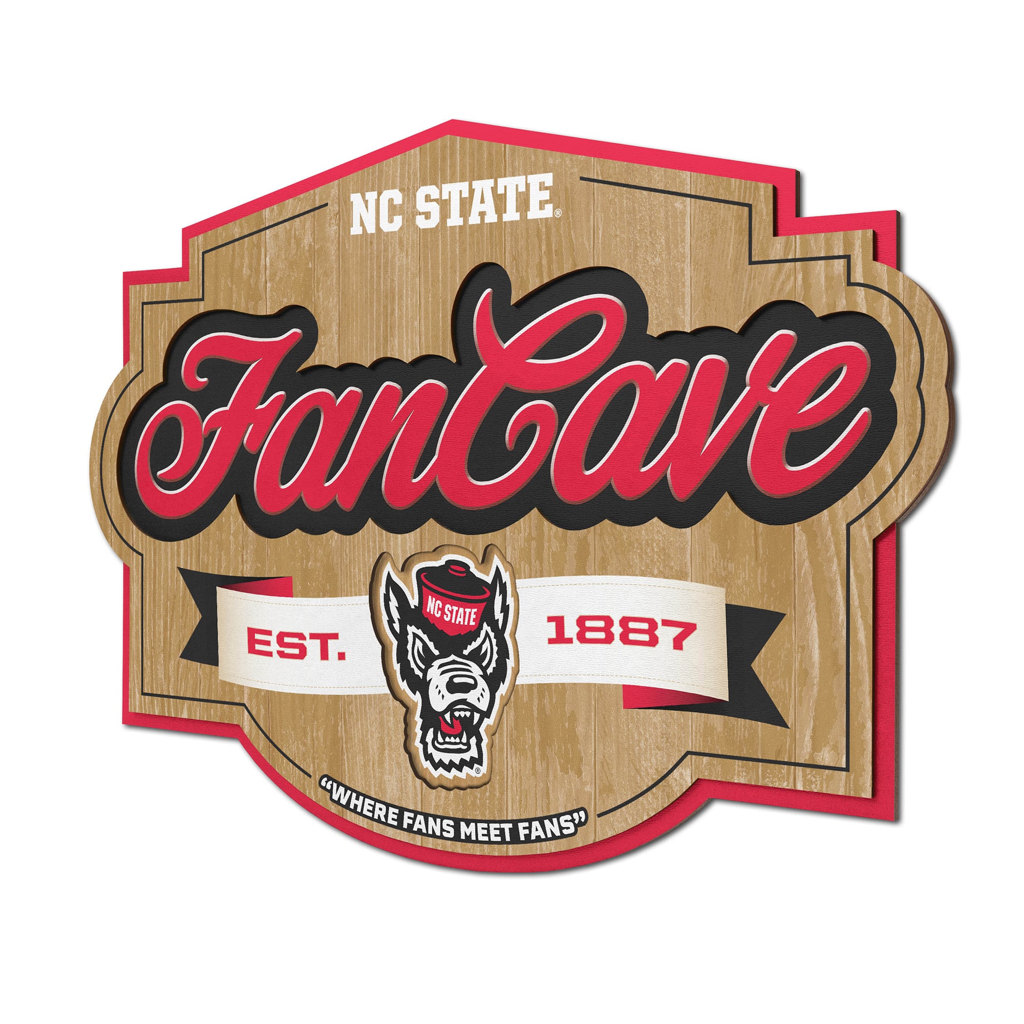 IDNA NC State Wolfpack 12.5" x 17" Fan Cave Sign