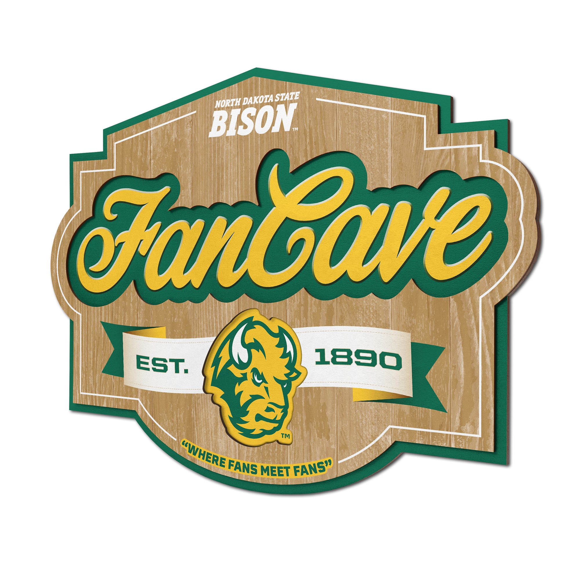 IDNA NDSU Bison 12.5" x 17" Fan Cave Sign