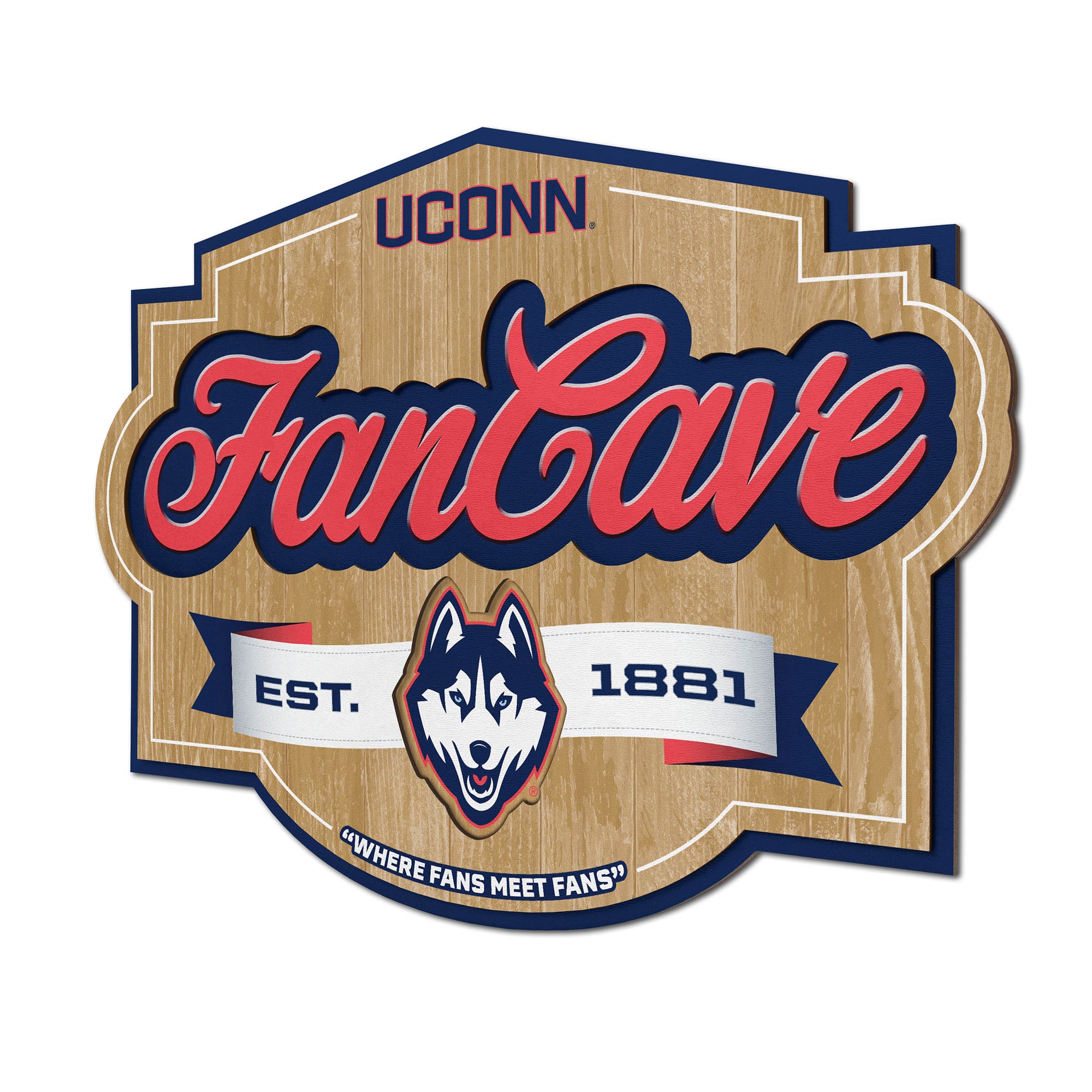 IDNA UConn Huskies 12.5" x 17" Fan Cave Sign