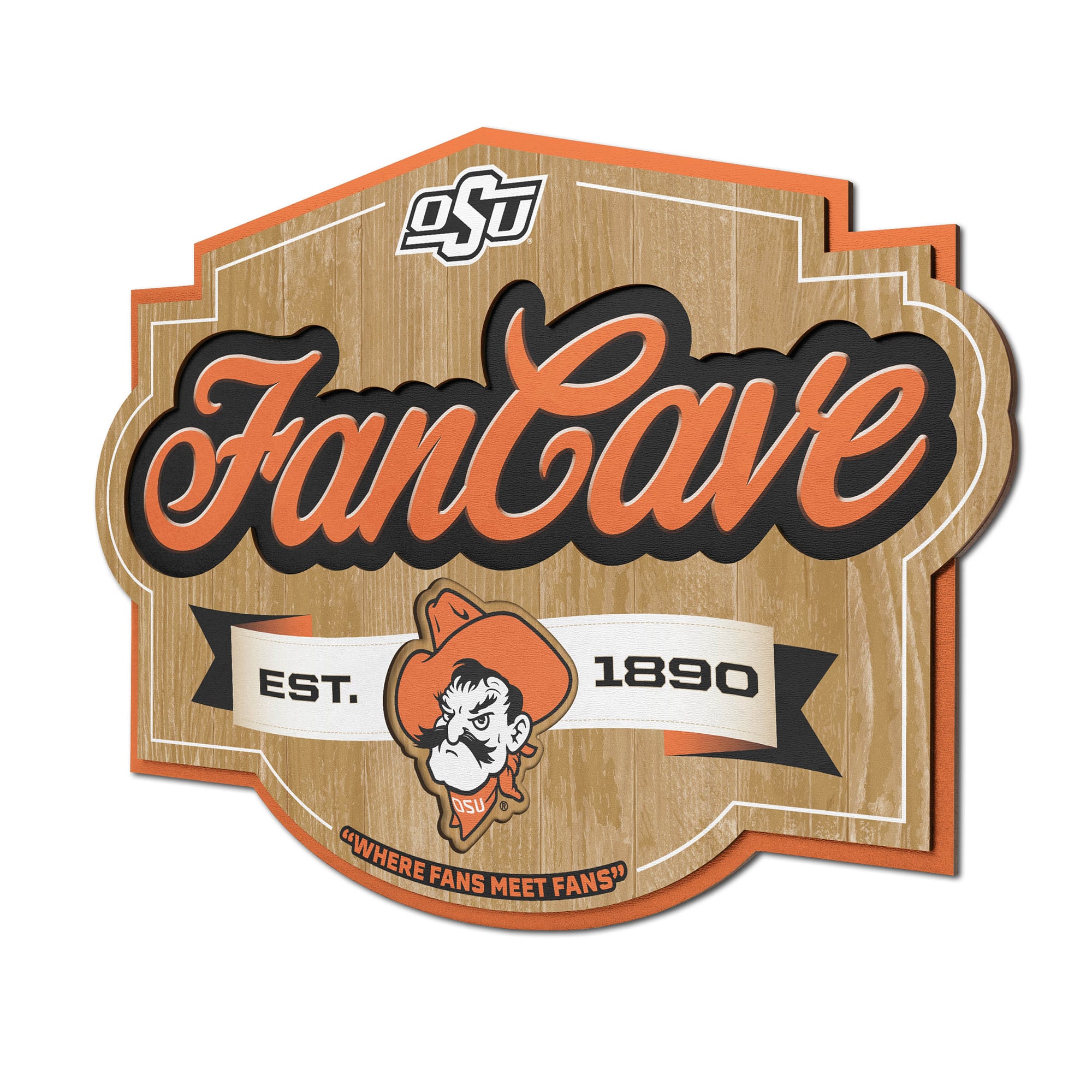 IDNA Oklahoma State Cowboys 12.5" x 17" Fan Cave Sign