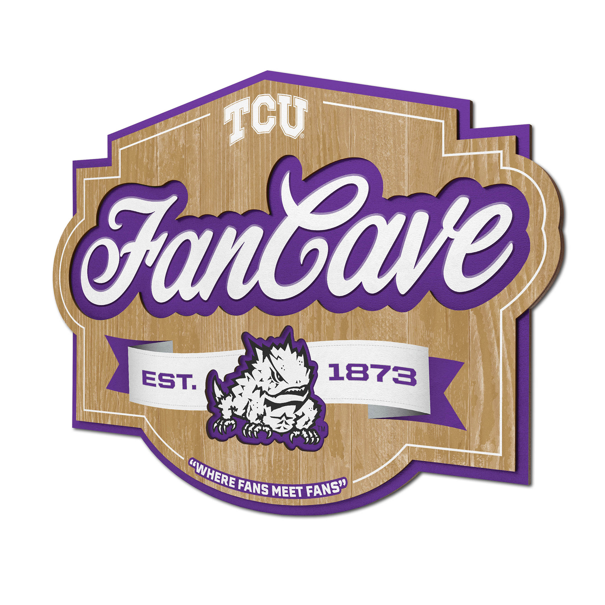 Fanpoint TCU Horned Frogs 12.5" x 17" Fan Cave Sign