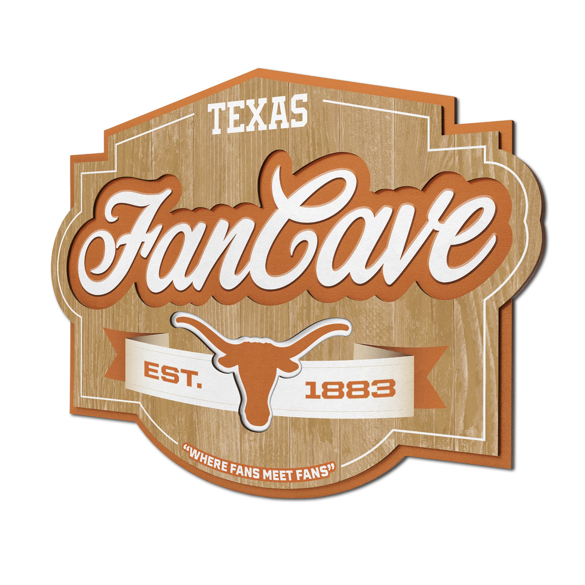 IDNA Texas Longhorns 12.5" x 17" Fan Cave Sign