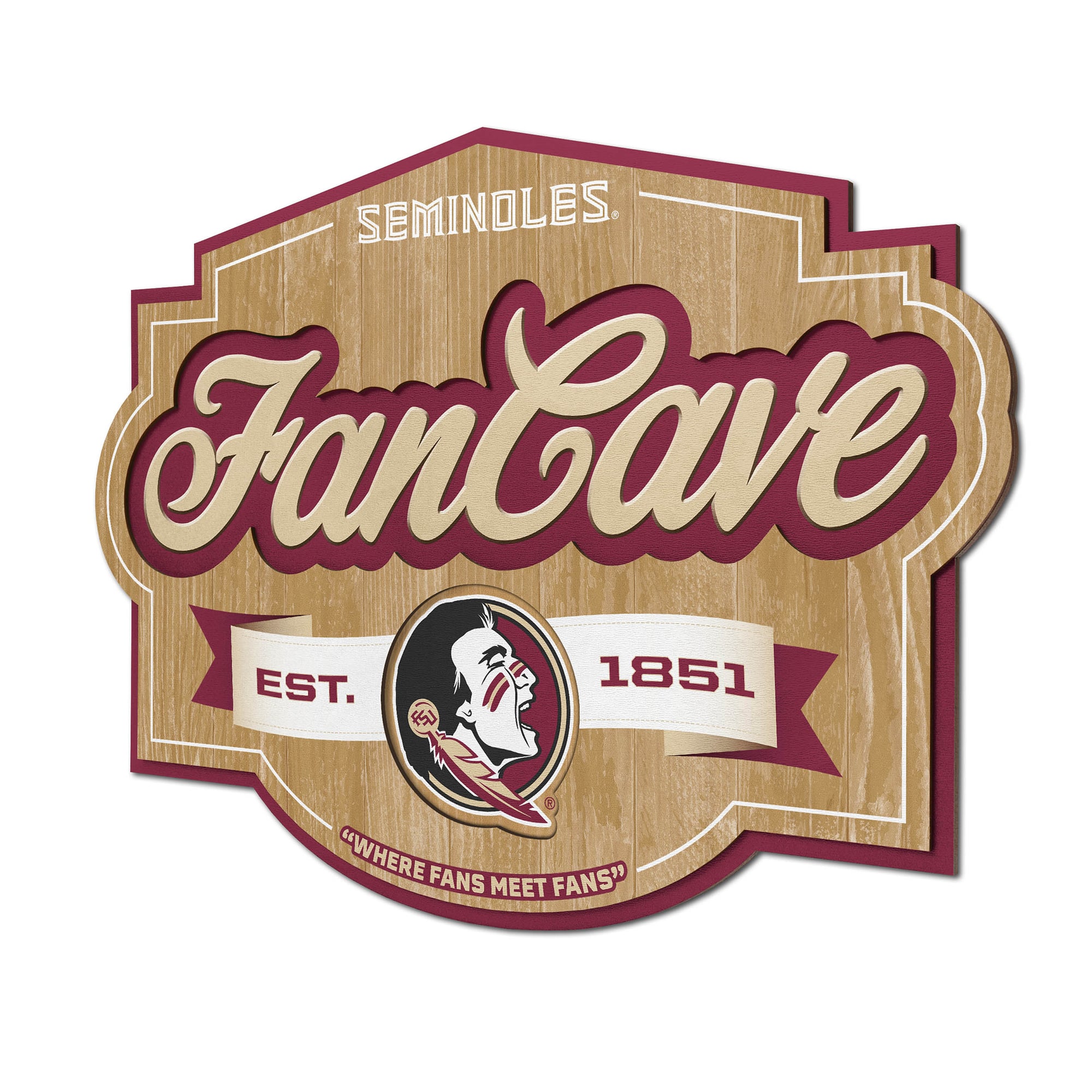 IDNA Florida State Seminoles 12.5" x 17" Fan Cave Sign