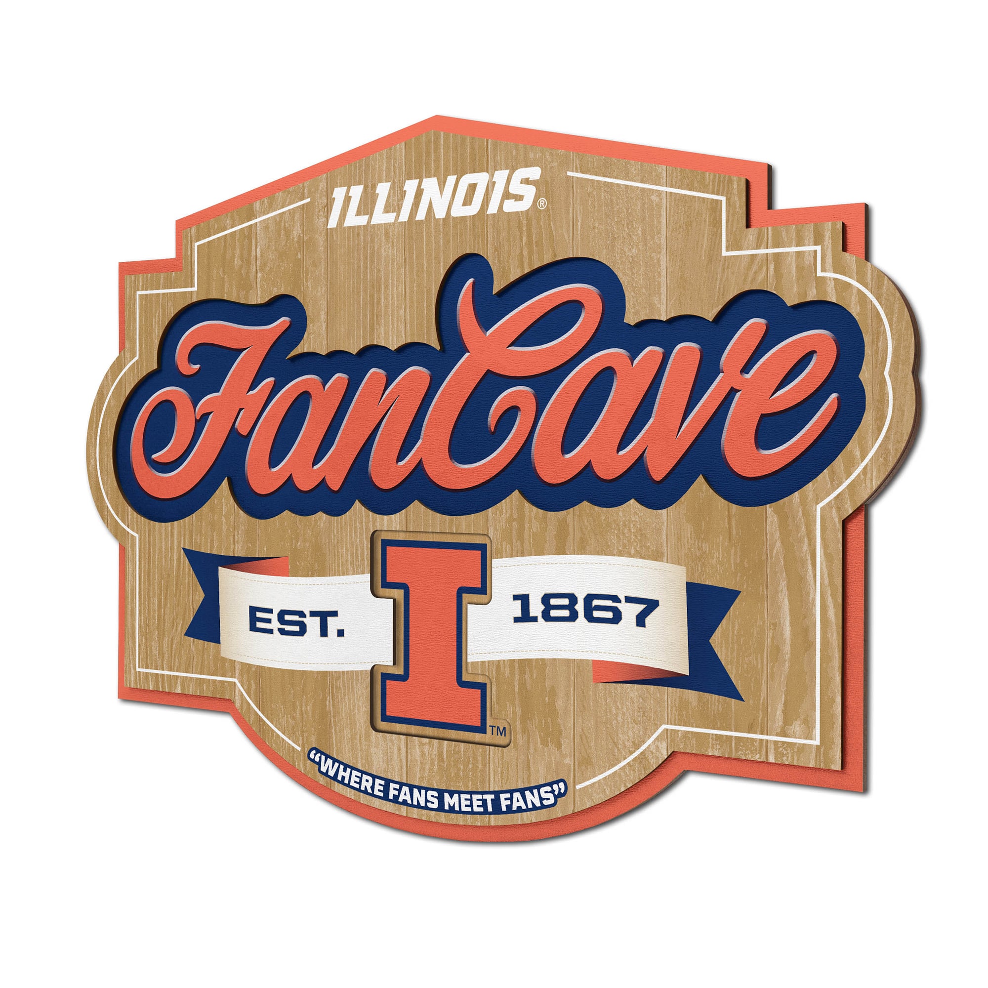IDNA Illinois Fighting Illini 12.5" x 17" Fan Cave Sign