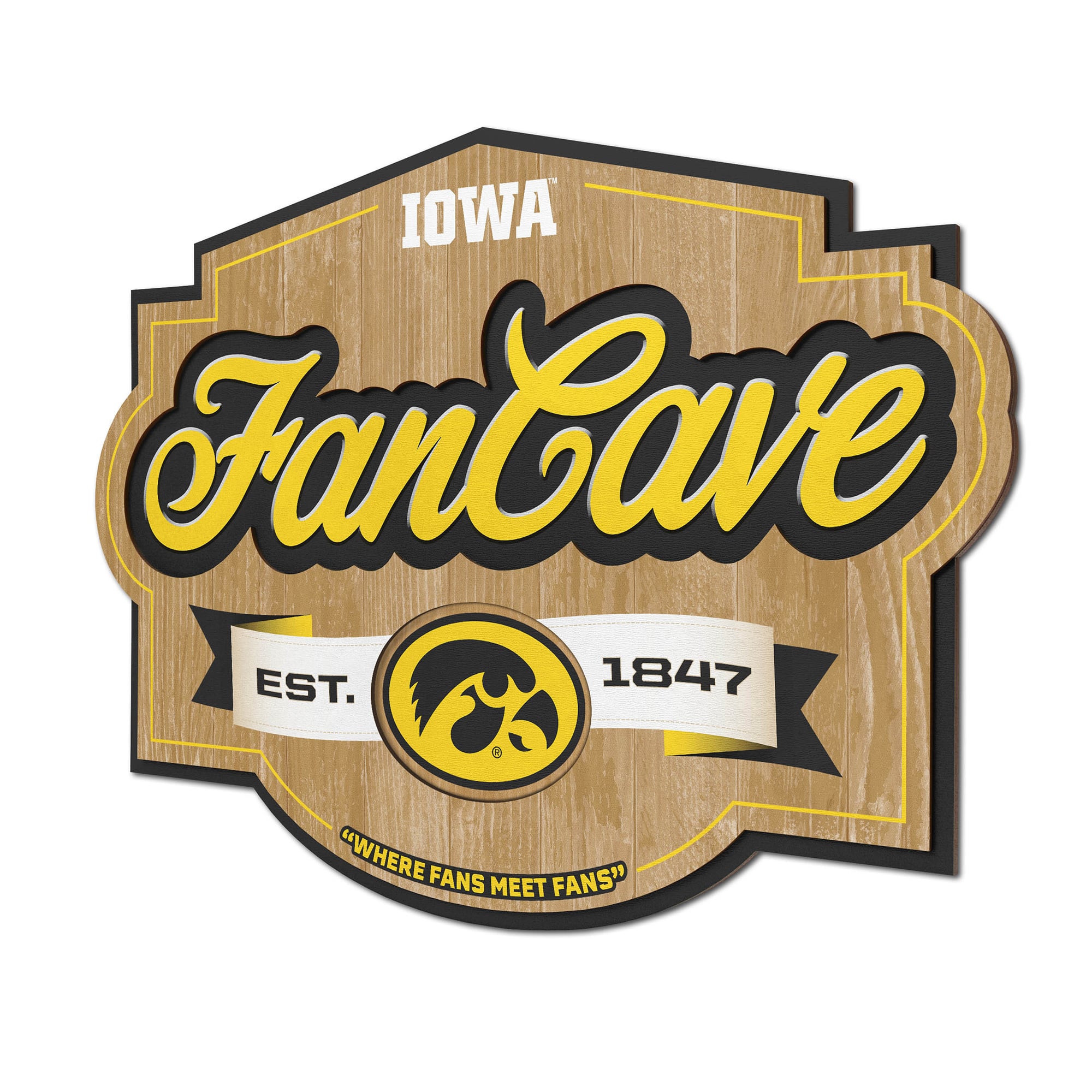 IDNA Iowa Hawkeyes 12.5" x 17" Fan Cave Sign