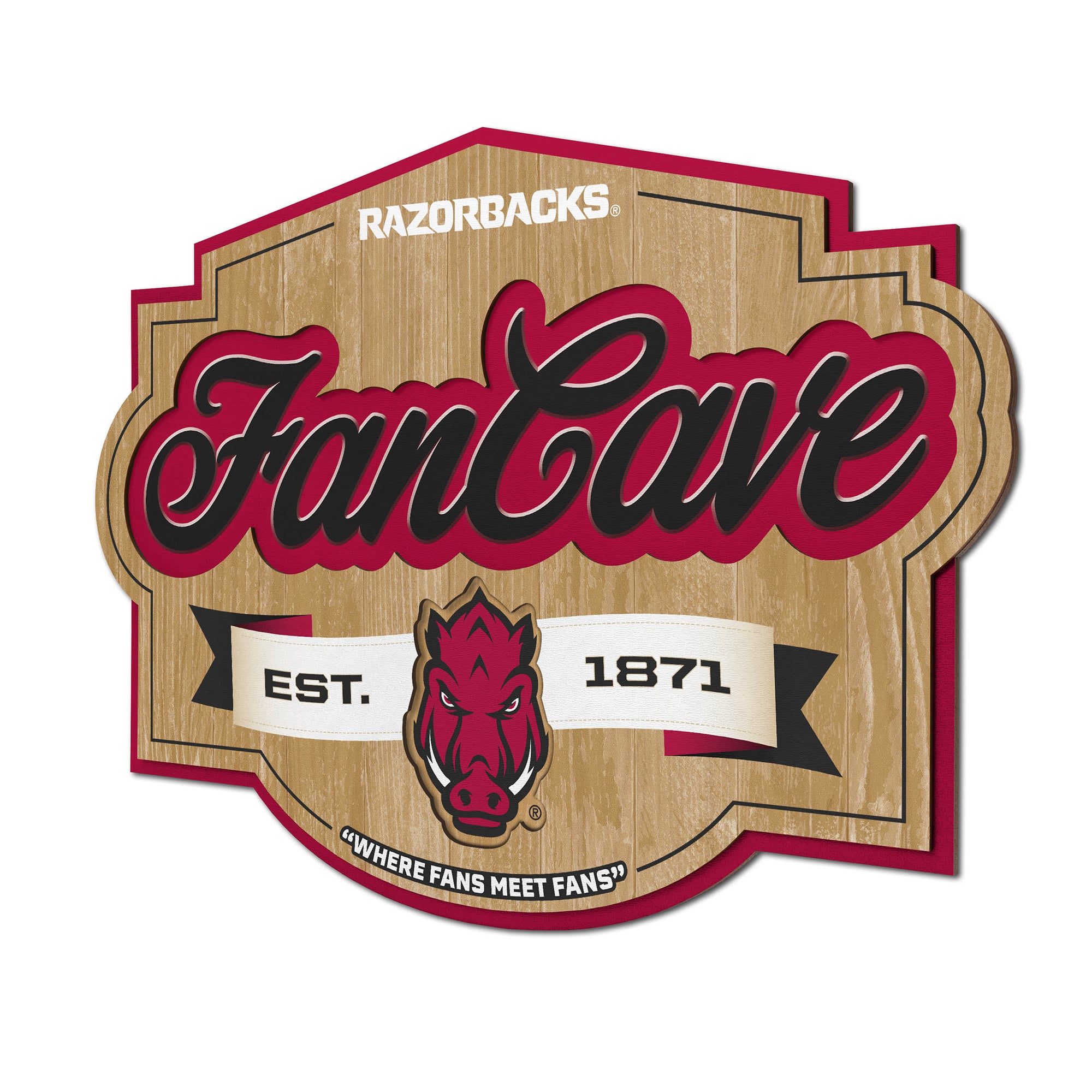 IDNA Arkansas Razorbacks 12.5" x 17" Fan Cave Sign