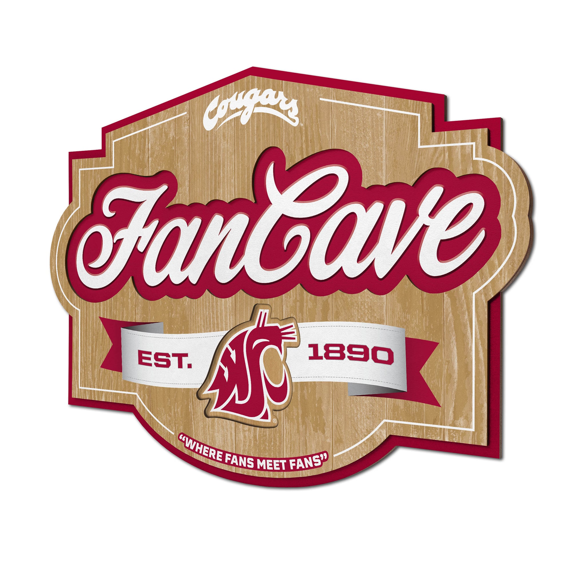 IDNA Washington State Cougars 12.5" x 17" Fan Cave Sign