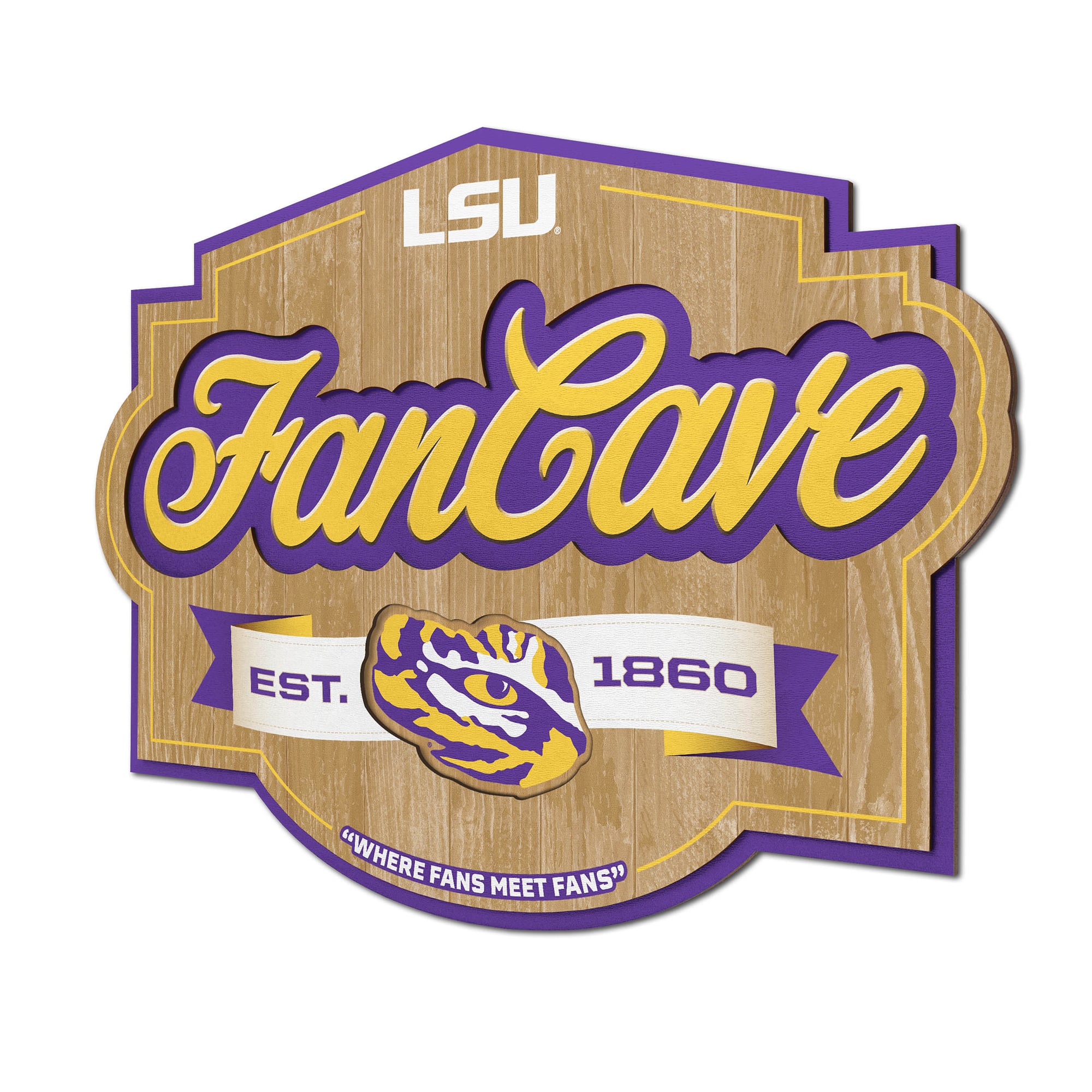 IDNA LSU Tigers 12.5" x 17" Fan Cave Sign