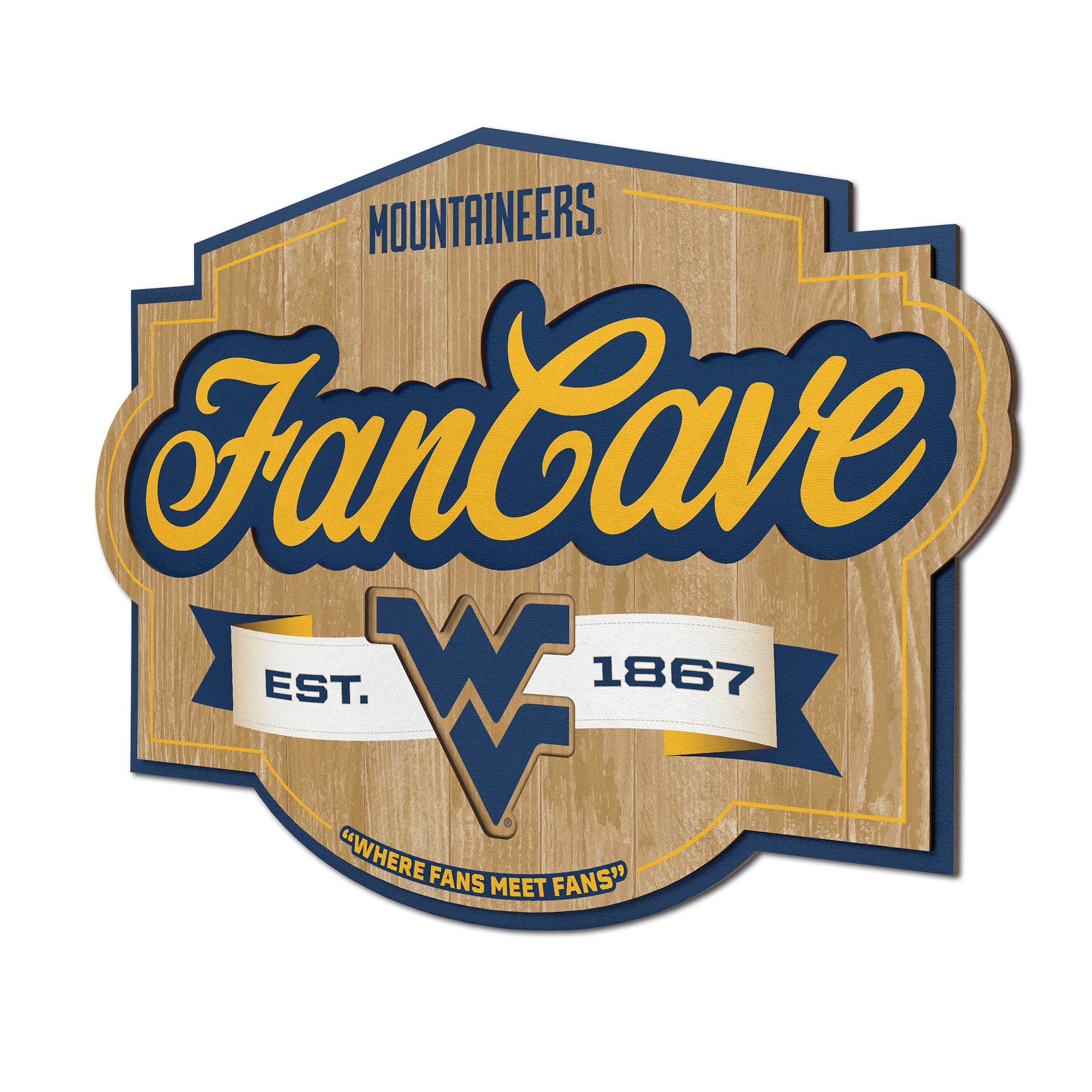 IDNA West Virginia Mountaineers 12.5" x 17" Fan Cave Sign