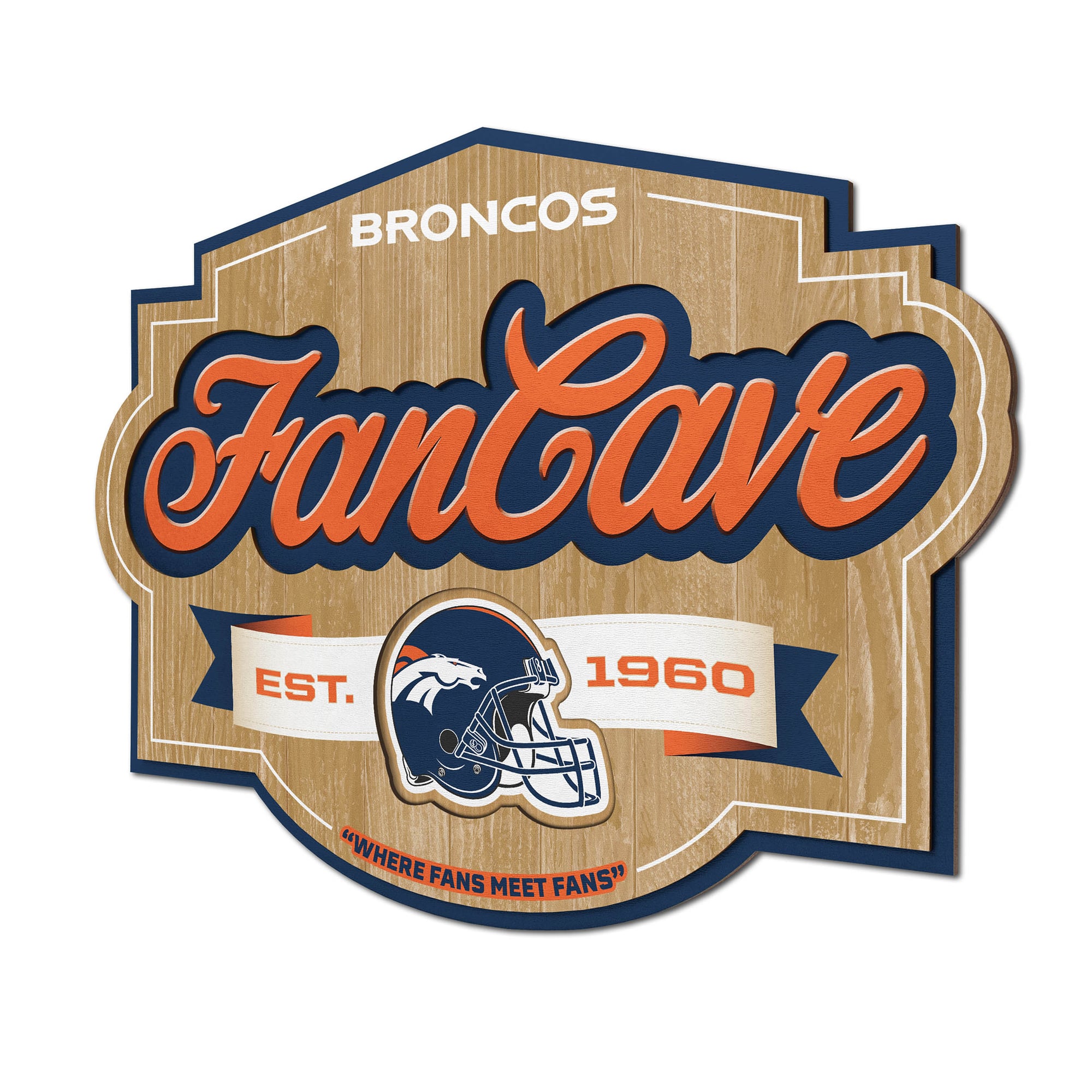IDNA Denver Broncos 12.5" x 17" Fan Cave Sign