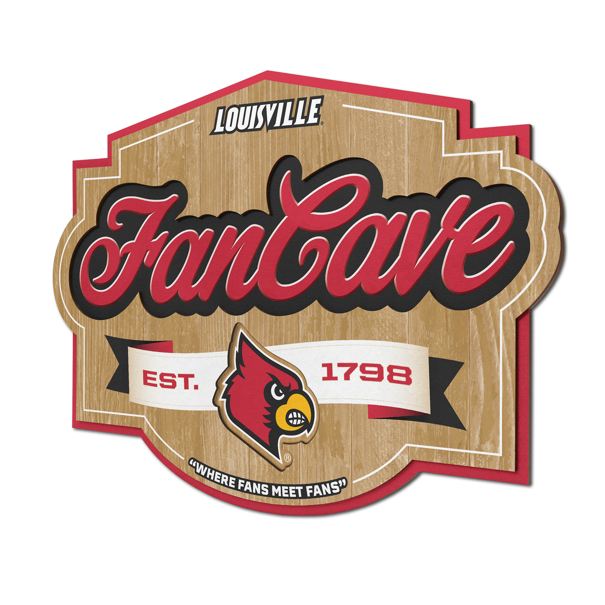 Fanpoint Louisville Cardinals 12.5" x 17" Fan Cave Sign