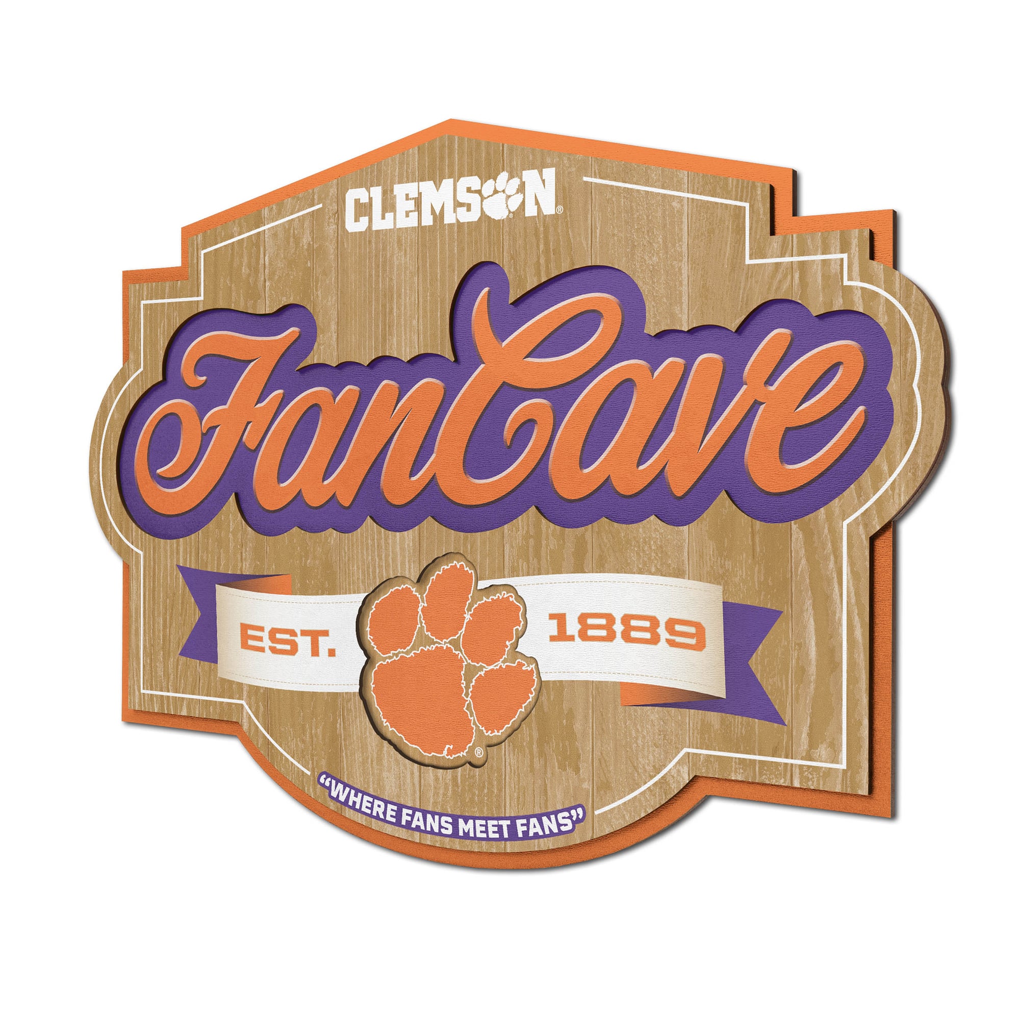 IDNA Clemson Tigers 12.5" x 17" Fan Cave Sign