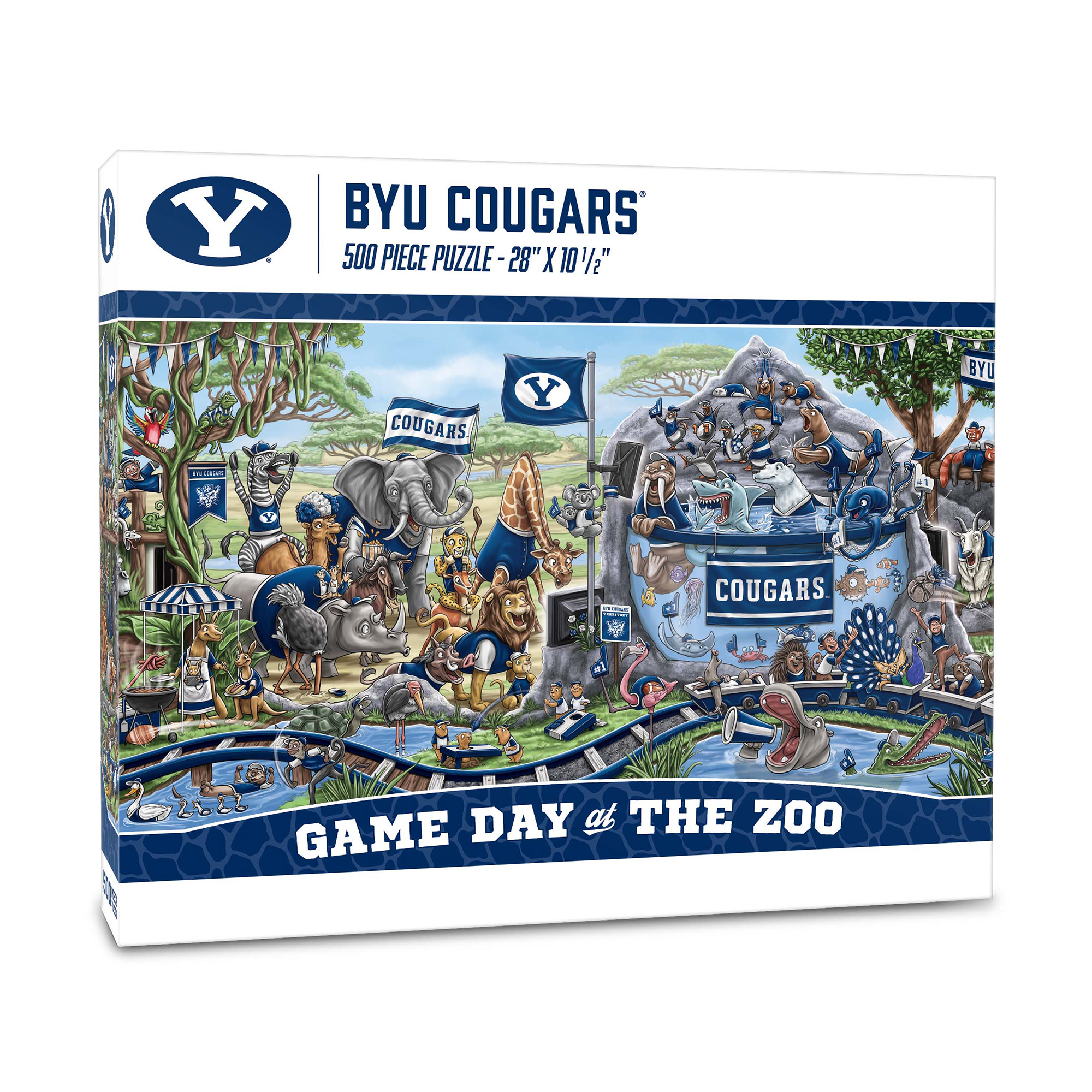 Fanpoint BYU Cougars 10.5" x 28" Game Day at the Zoo 500-Piece Puzzle