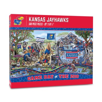 Fanpoint Kansas Jayhawks 10.5" x 28" Game Day at the Zoo 500-Piece Puzzle