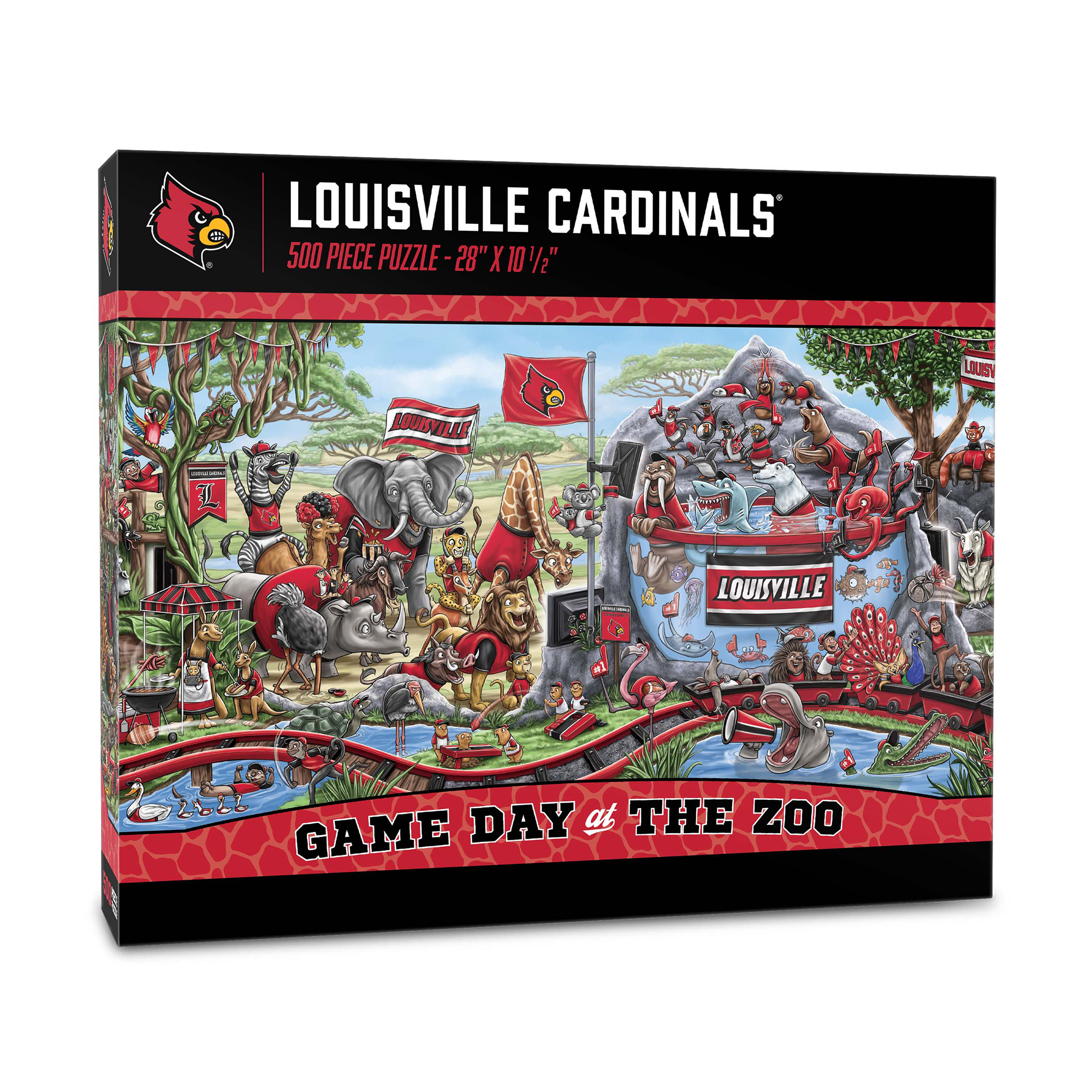 IDNA Louisville Cardinals 10.5" x 28" Game Day at the Zoo 500-Piece Puzzle