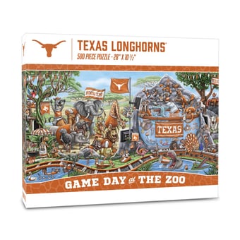 Fanpoint Texas Longhorns 10.5" x 28" Game Day at the Zoo 500-Piece Puzzle