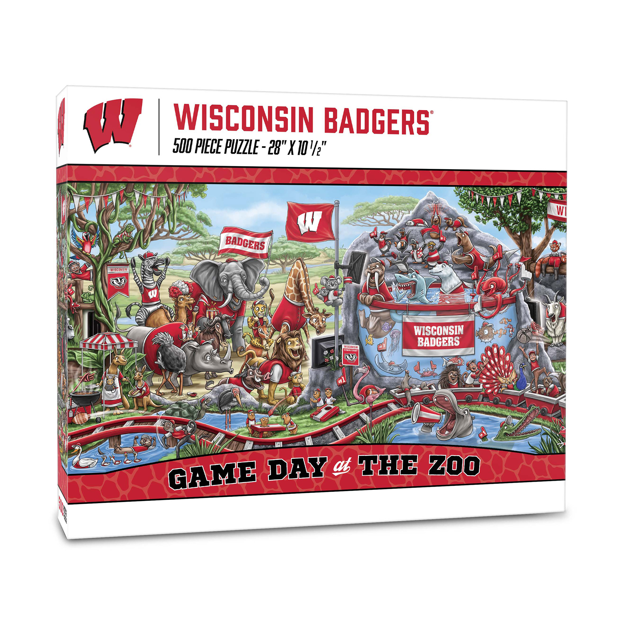 Fanpoint Wisconsin Badgers 10.5" x 28" Game Day at the Zoo 500-Piece Puzzle