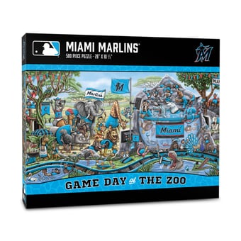 Fanpoint Miami Marlins 10.5" x 28" Game Day at the Zoo 500-Piece Puzzle